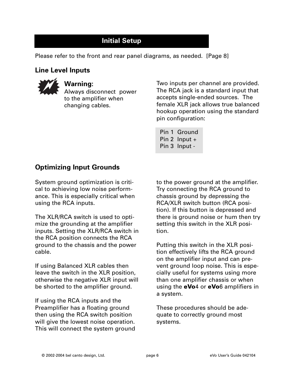 Bel Canto Design eVo6 User Manual | Page 6 / 10