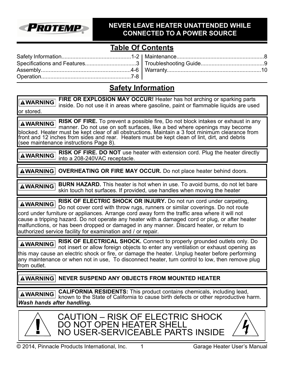 ProTemp PT-05-240-GH User Manual | Page 2 / 12