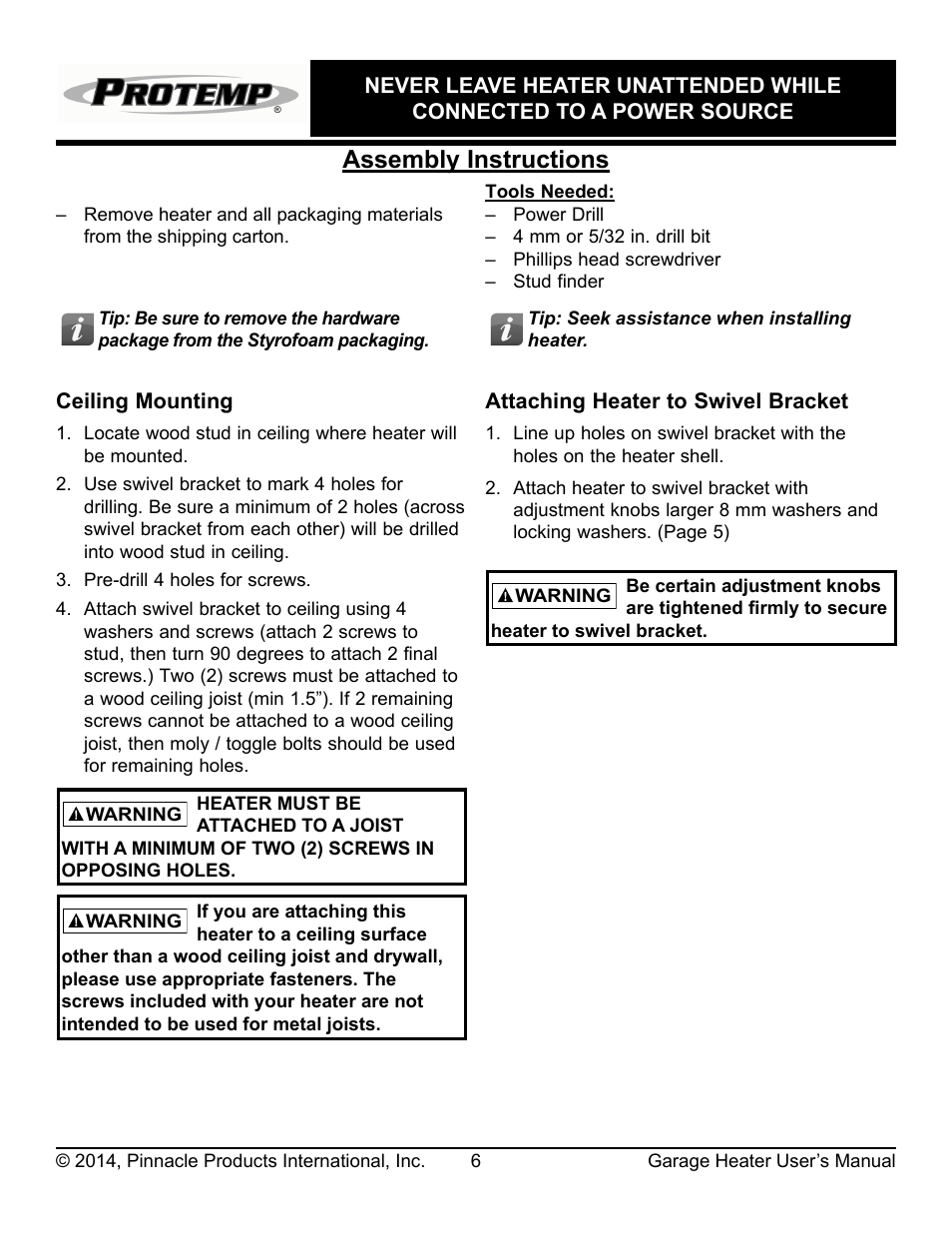 Assembly instructions | ProTemp PT-05-240-GH User Manual | Page 7 / 12
