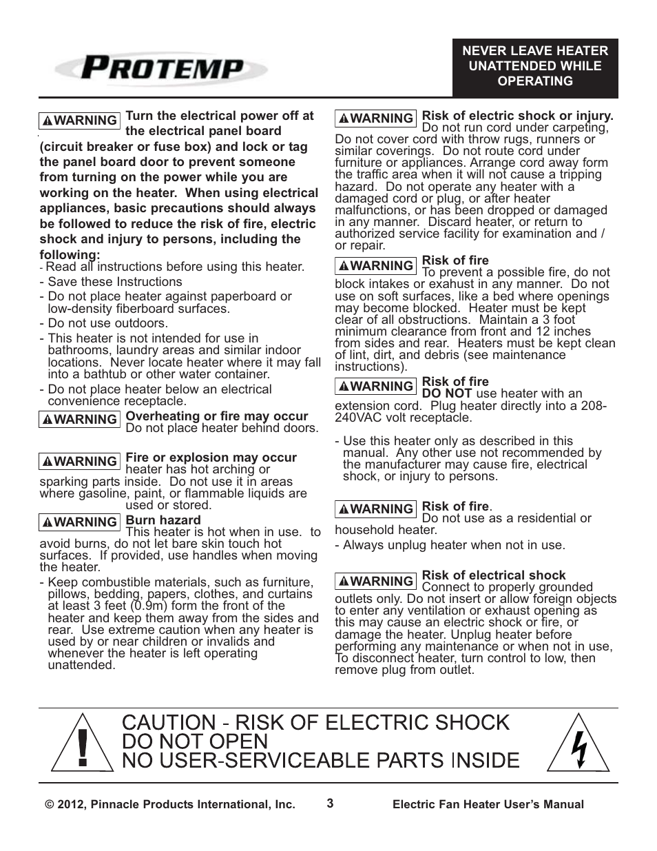 ProTemp PT-05-240-GH User Manual | Page 3 / 18