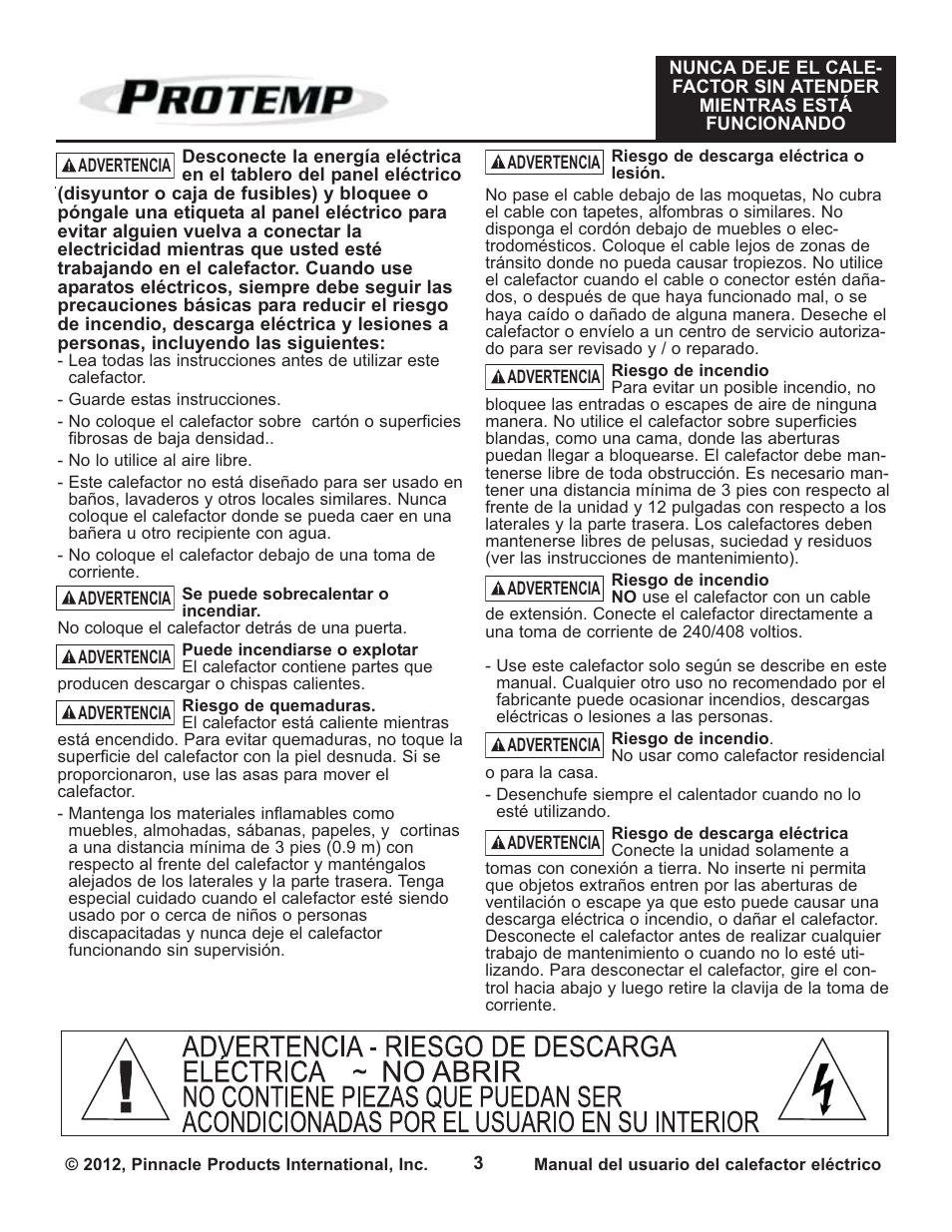 ProTemp PT-05-240-GH User Manual | Page 9 / 18