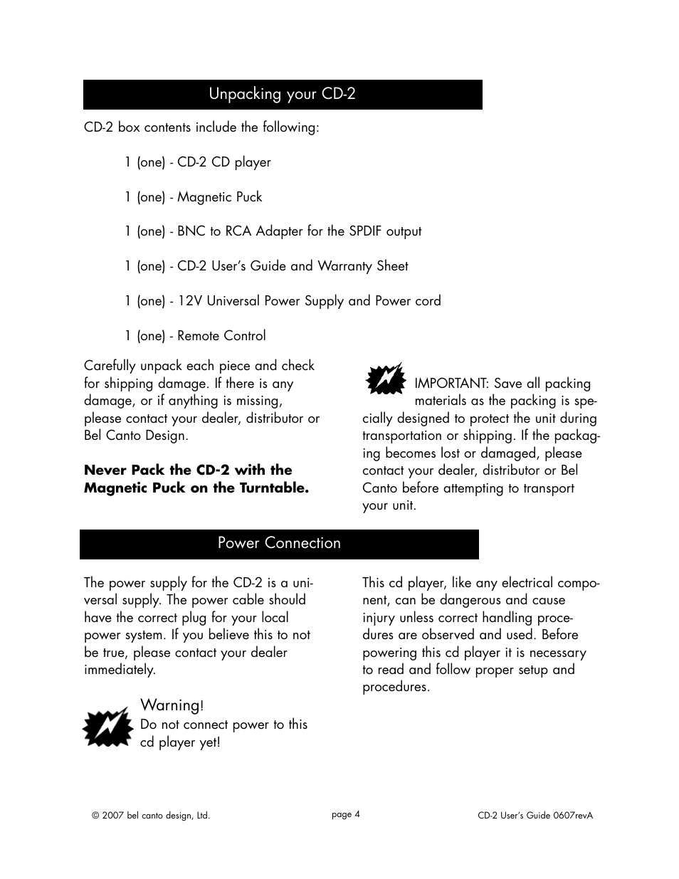 Bel Canto Design CD-2 User Manual | Page 3 / 15