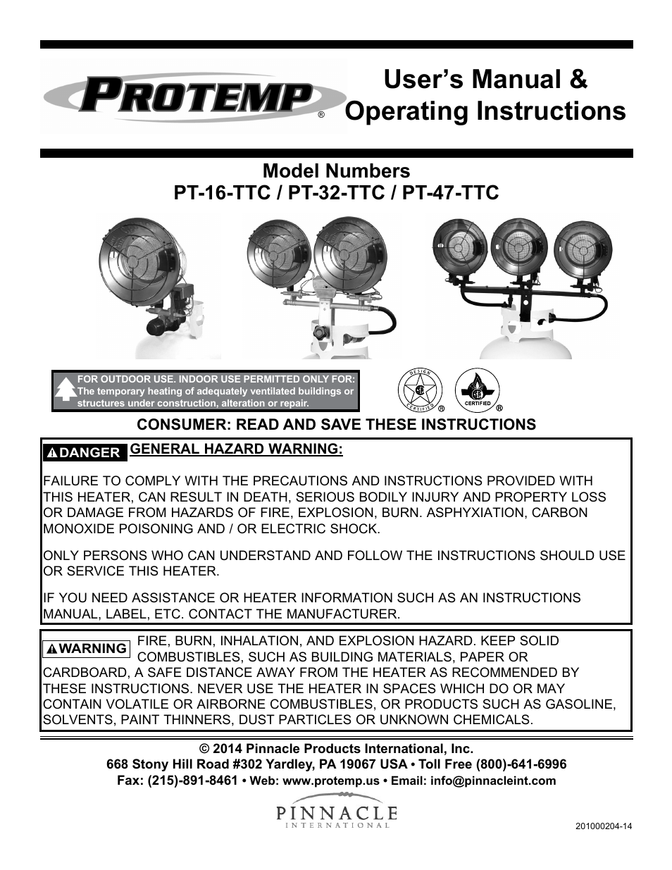 ProTemp PT-32-TTC User Manual | 16 pages