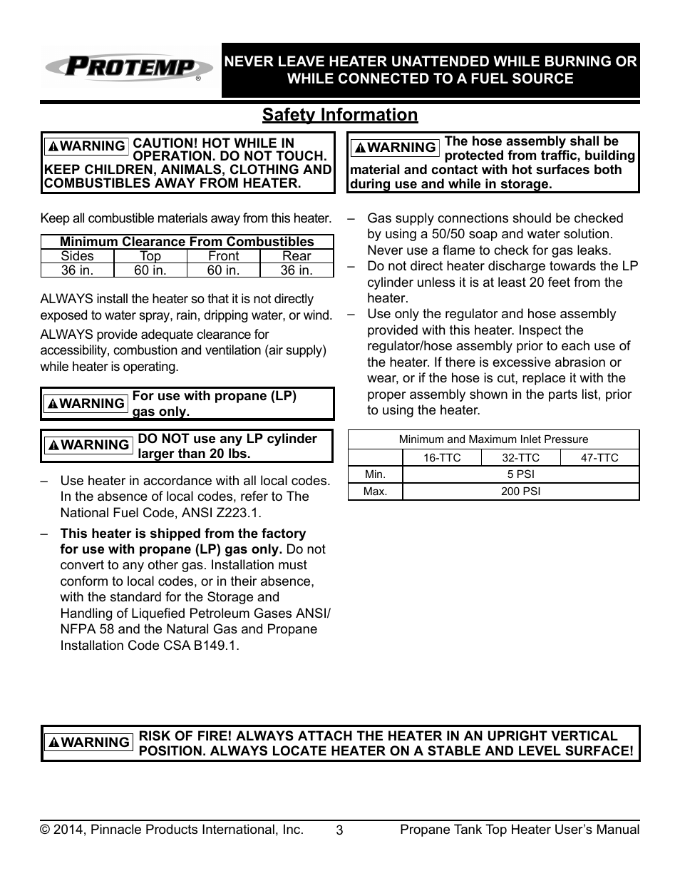 Safety information | ProTemp PT-32-TTC User Manual | Page 4 / 16
