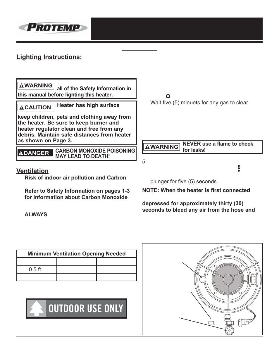 Outdoor use only, Operation | ProTemp PT-47-TTC User Manual | Page 10 / 16