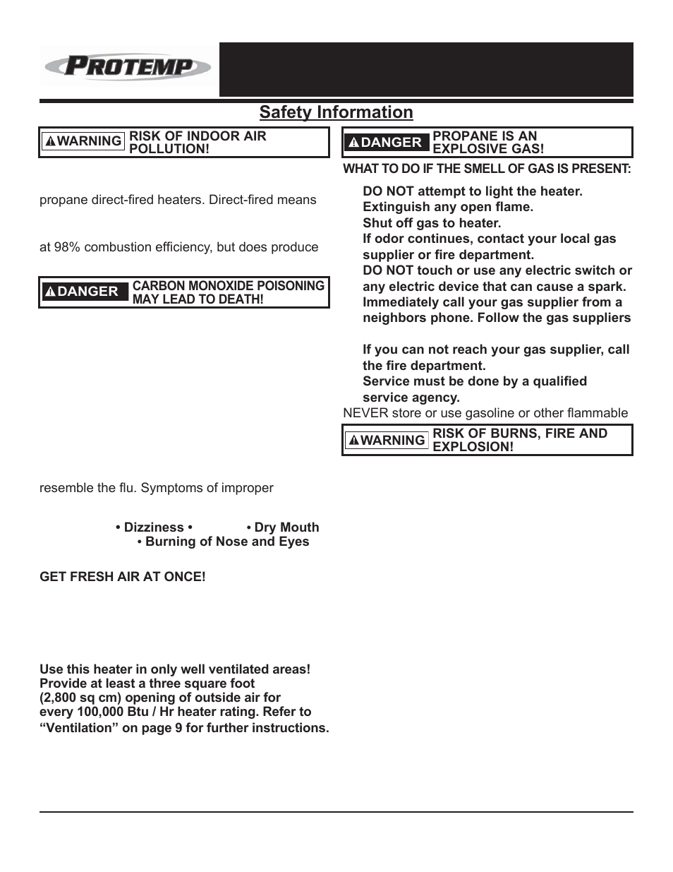 6dihw\,qirupdwlrq | ProTemp PT-47-TTC User Manual | Page 3 / 16