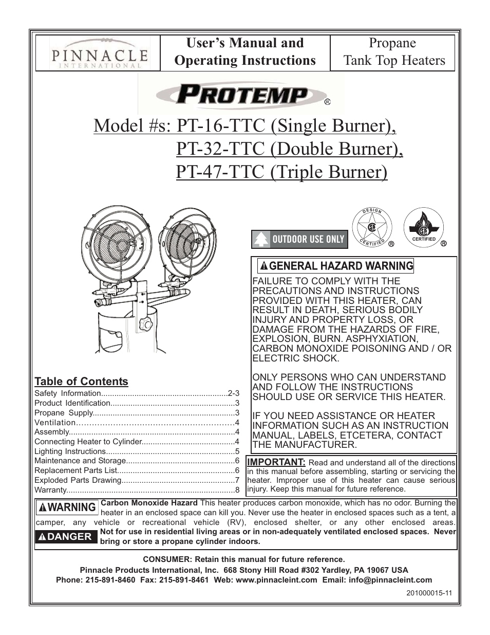 ProTemp PT-47-TTC User Manual | 8 pages