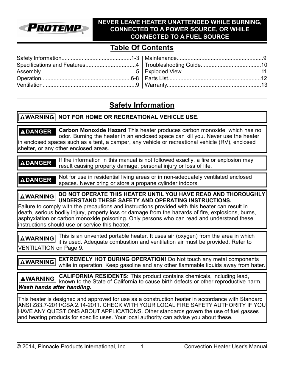 ProTemp PT-200V-LPC-A User Manual | Page 2 / 16