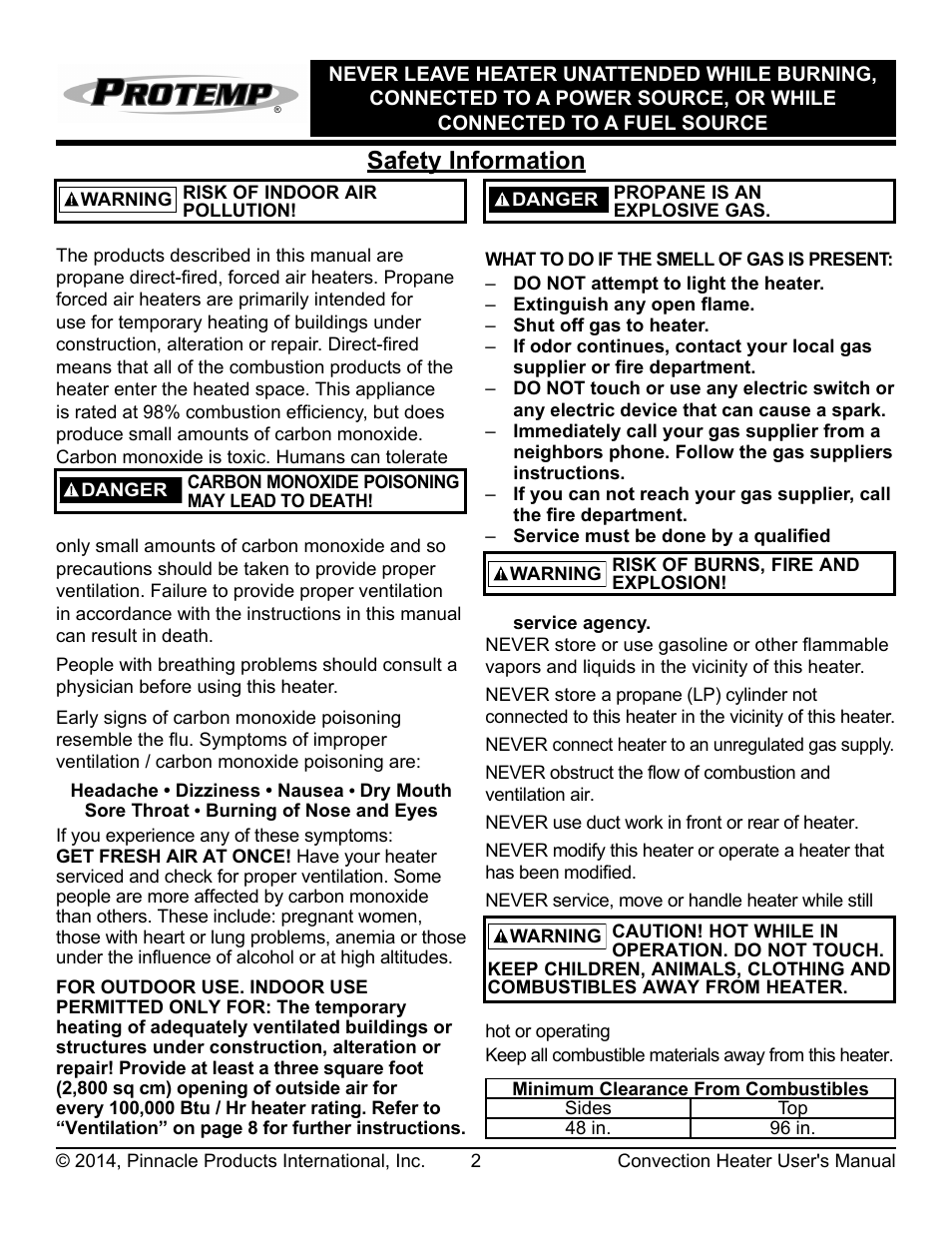 Safety information | ProTemp PT-200V-LPC-A User Manual | Page 3 / 16