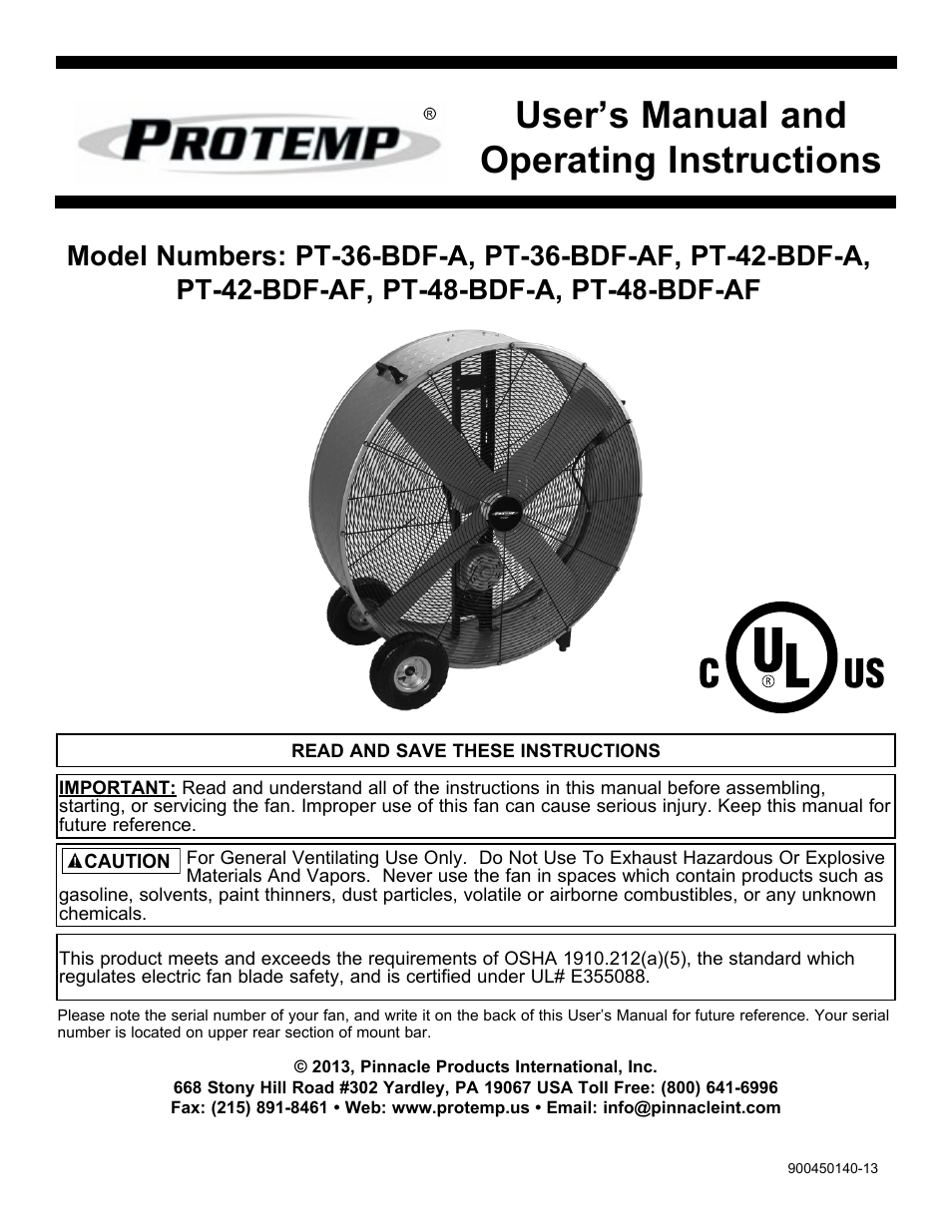 ProTemp PT-48-BDF-A User Manual | 8 pages