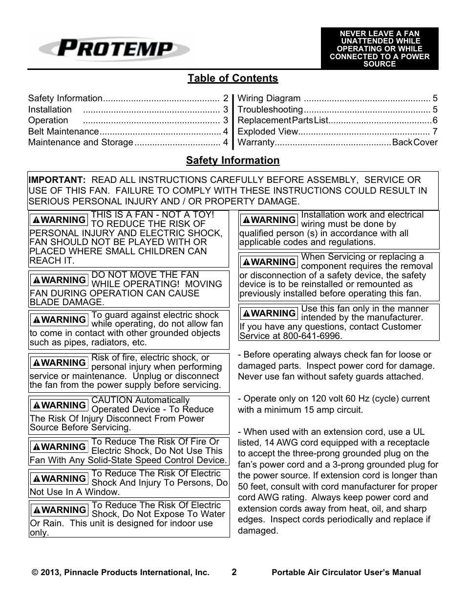 ProTemp PT-48-BDF-A User Manual | Page 2 / 8