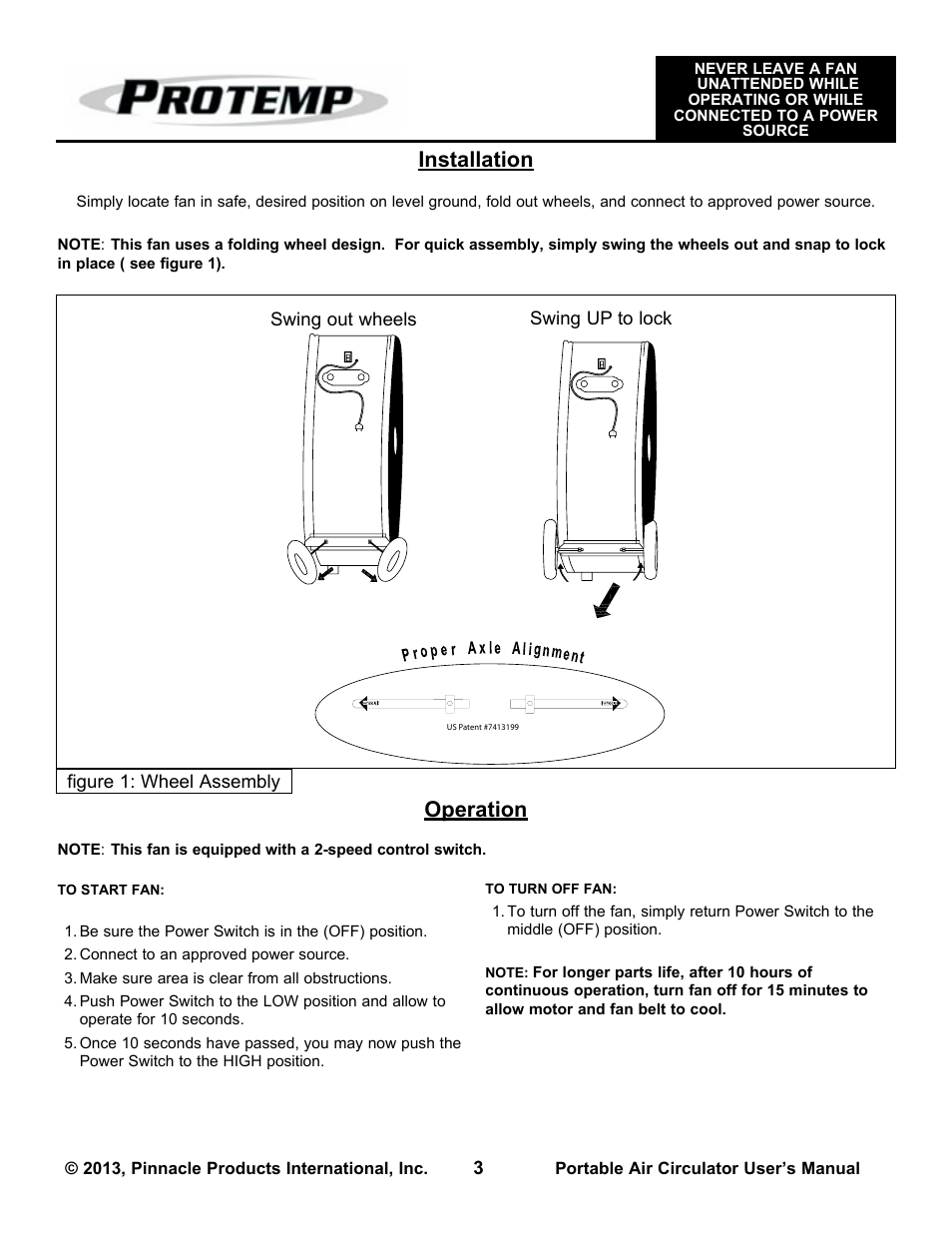Operation, Installation | ProTemp PT-48-BDF-A User Manual | Page 3 / 8