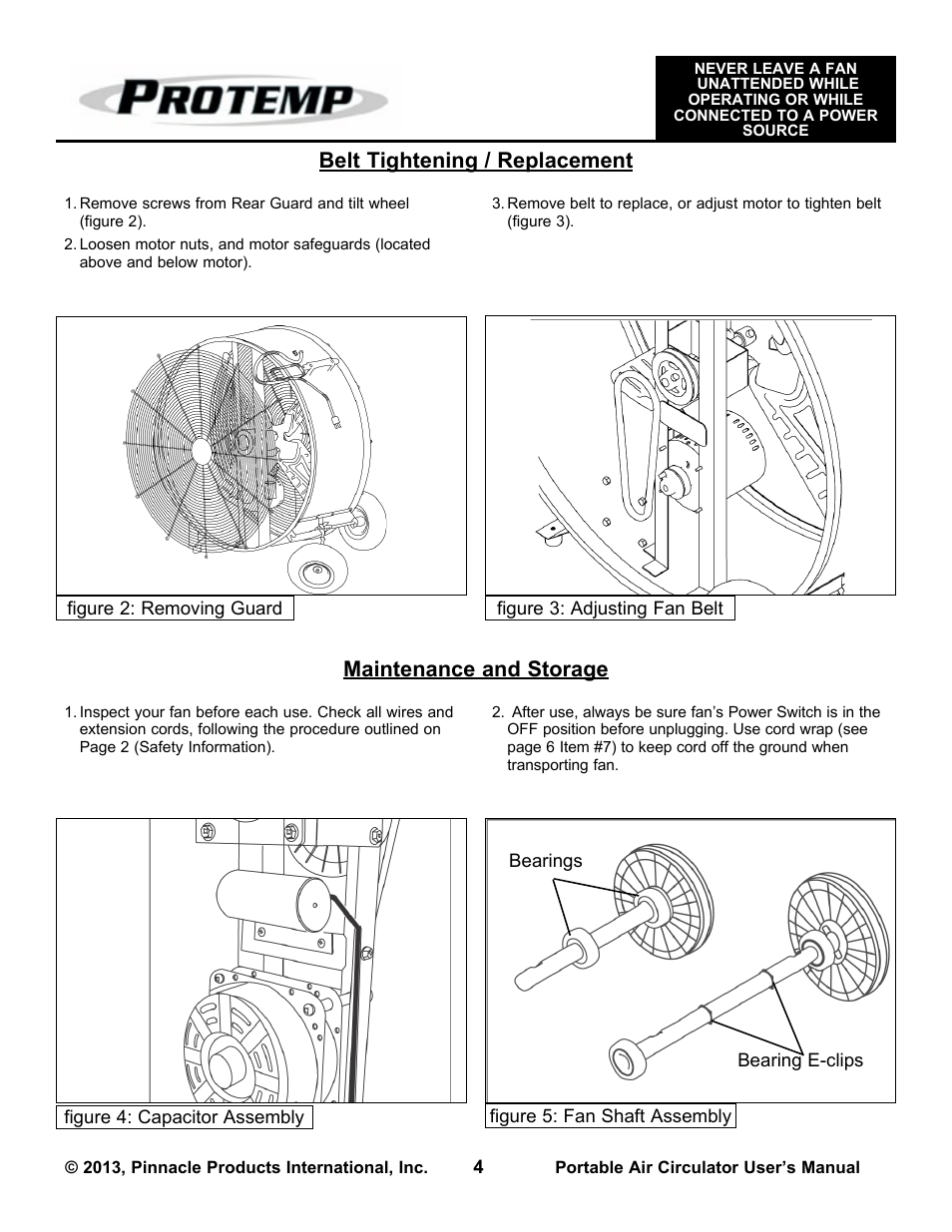 Maintenance and storage, Belt tightening / replacement | ProTemp PT-48-BDF-A User Manual | Page 4 / 8