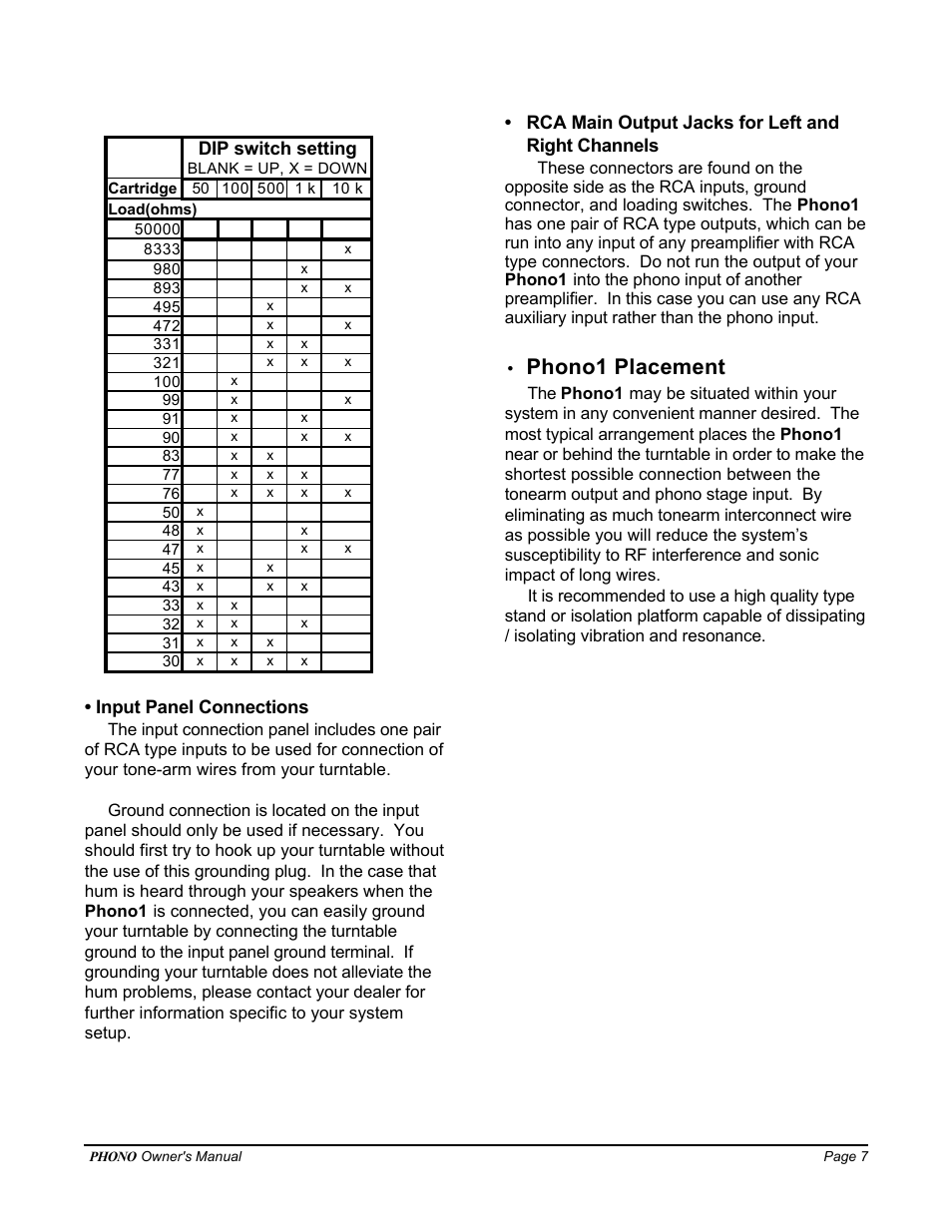 Phono1 placement | Bel Canto Design PHONO 1 User Manual | Page 7 / 8