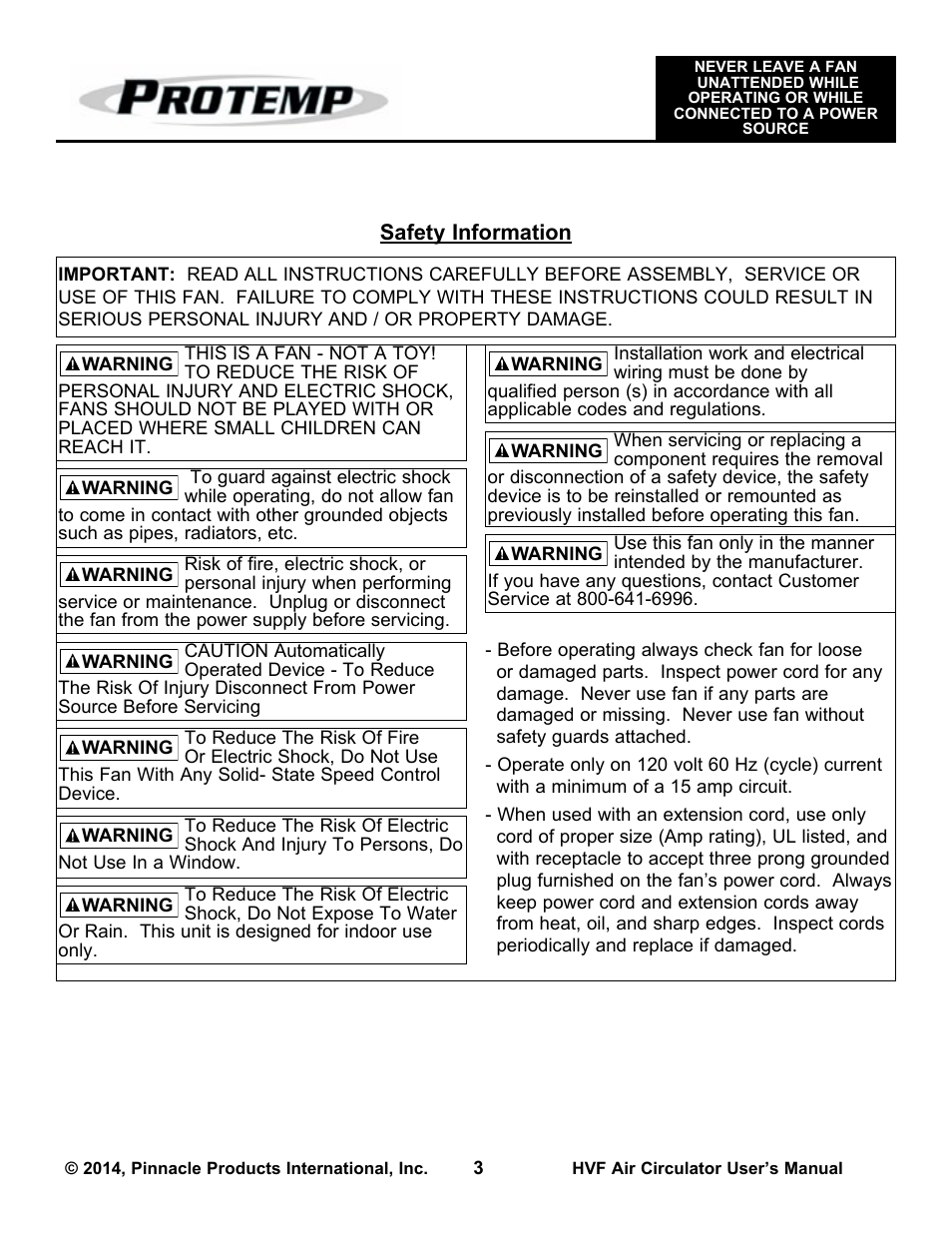 ProTemp PT-30P-DDF-A User Manual | Page 3 / 20