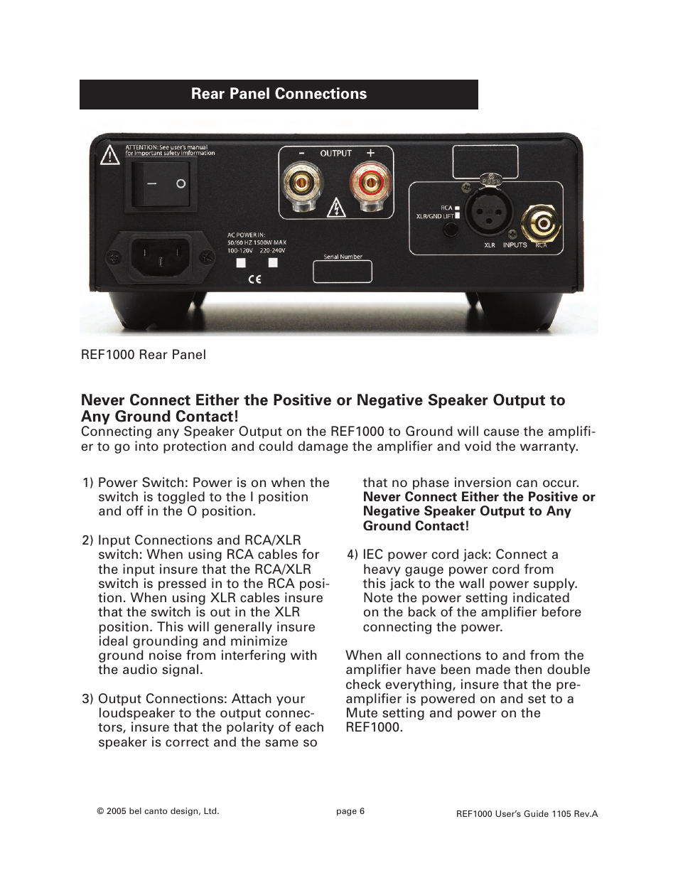 Bel Canto Design REF1000 User Manual | Page 6 / 9