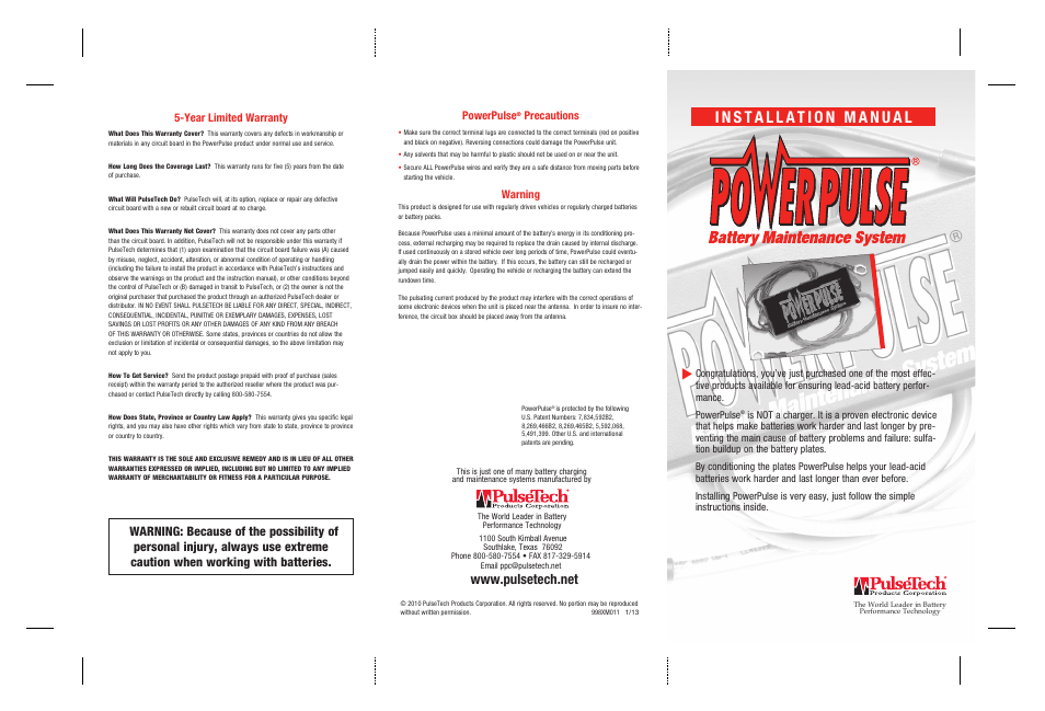 PulseTech PP-48-L PowerPulse (735X048) User Manual | 2 pages