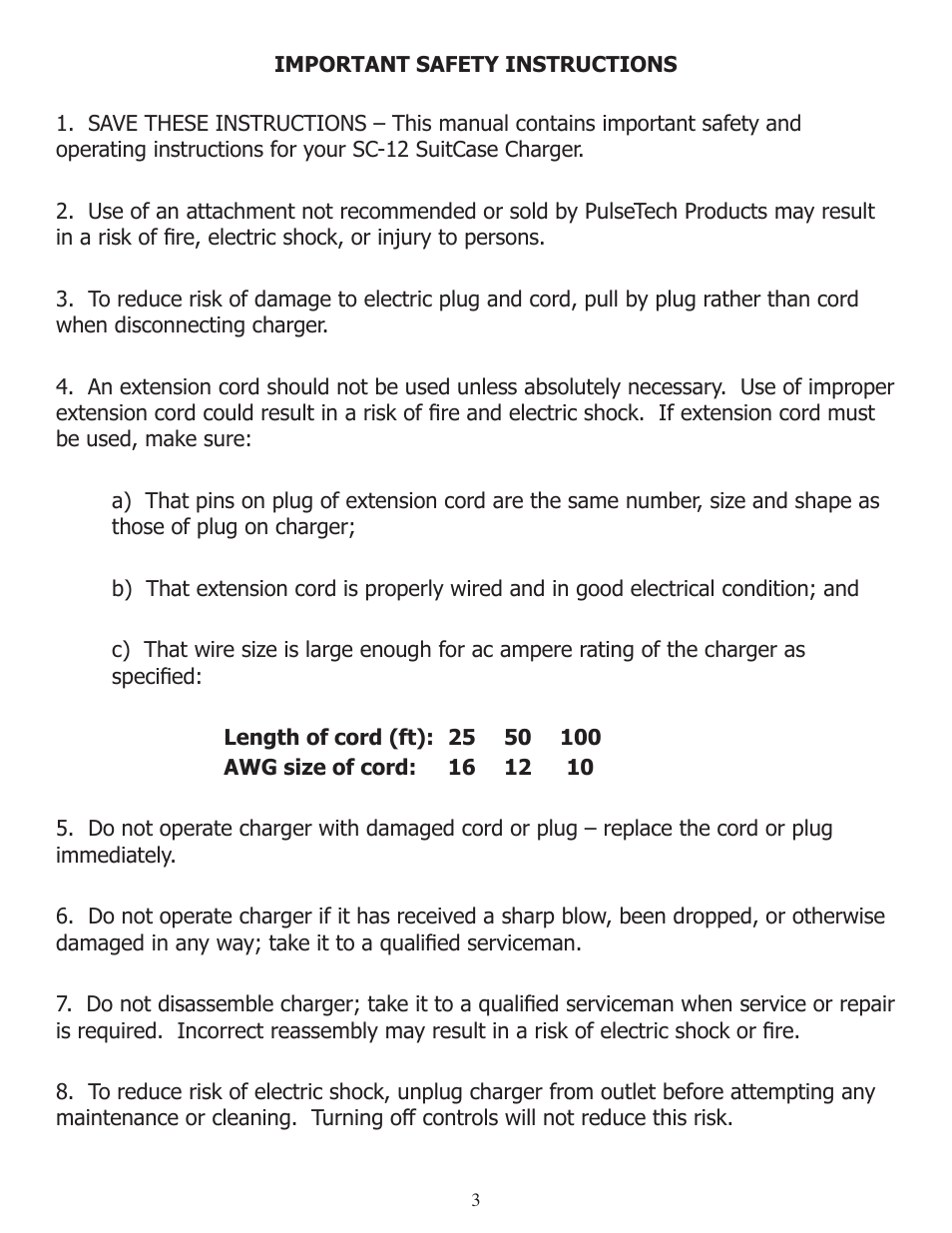 PulseTech SC-12 SuitCase Charger (746X810) User Manual | Page 3 / 12