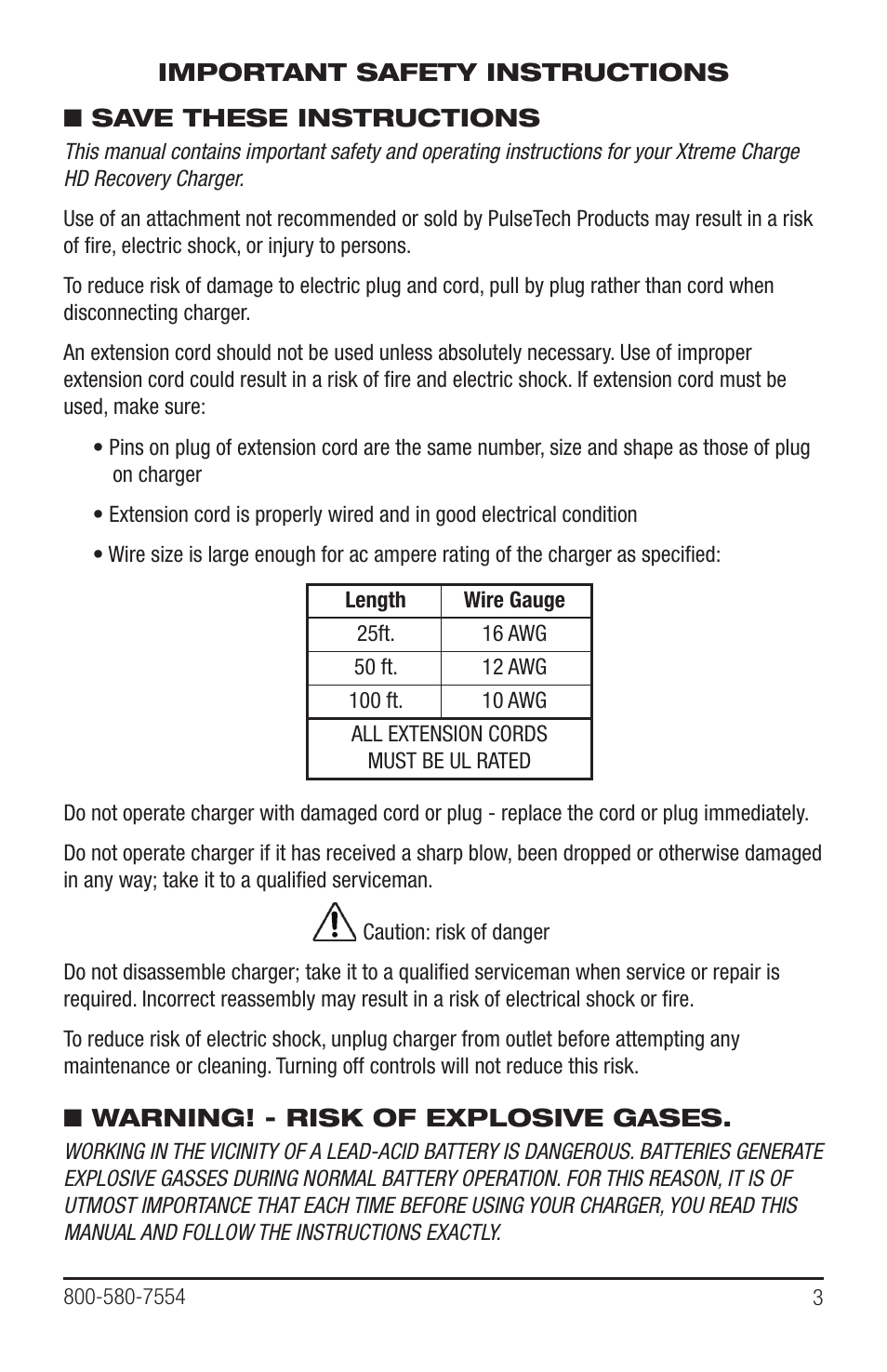 PulseTech XCR-20 Battery Recovery Charger & Desulfator (100X500) User Manual | Page 3 / 8