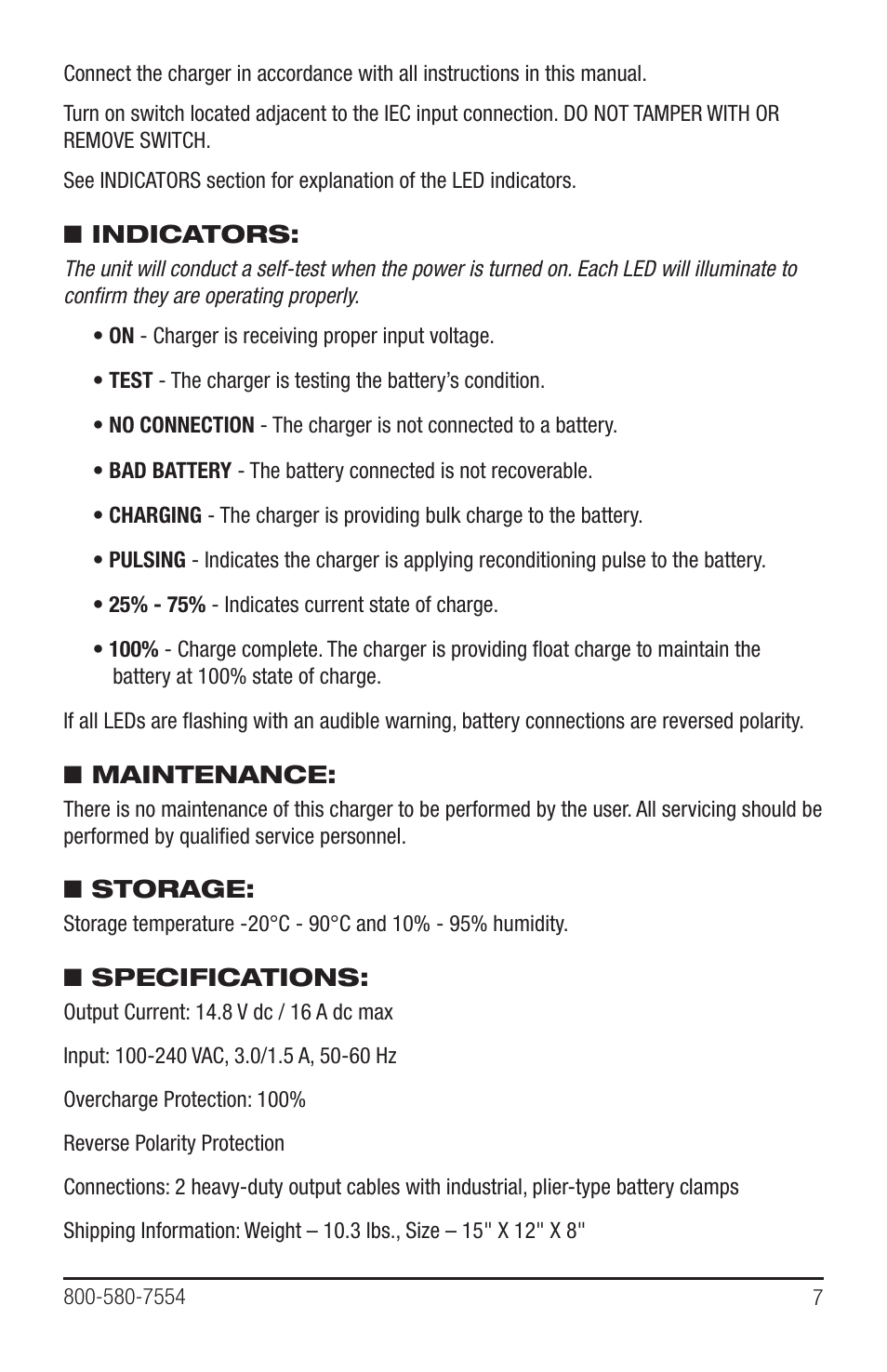 PulseTech XCR-20 Battery Recovery Charger & Desulfator (100X500) User Manual | Page 7 / 8