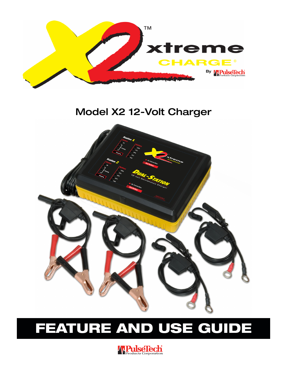 PulseTech X2 Xtreme Charge 2-Station Battery Charger, Maintainer & Desulfator (100X200) User Manual | 8 pages