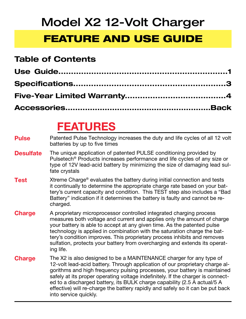 PulseTech X2 Xtreme Charge 2-Station Battery Charger, Maintainer & Desulfator (100X200) User Manual | Page 2 / 8