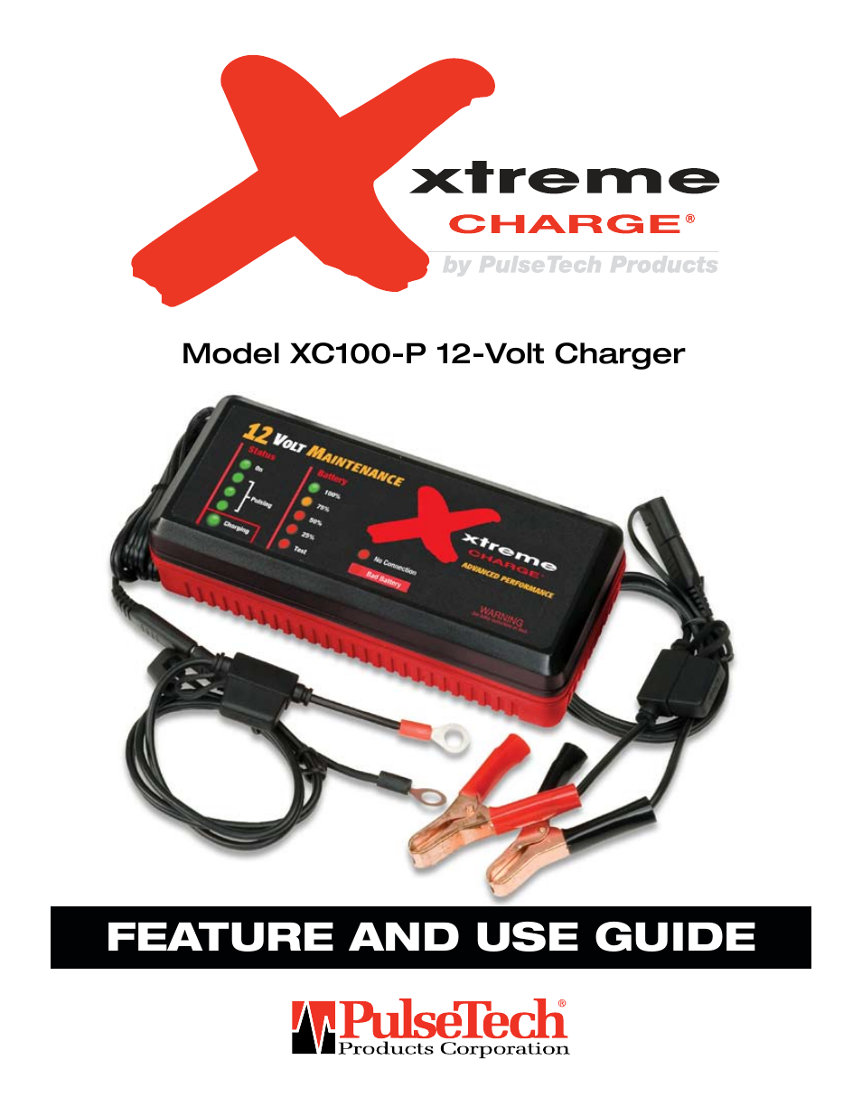 PulseTech XC100-P Xtreme Charge Battery Charger, Maintainer & Desulfator (100X010) User Manual | 8 pages