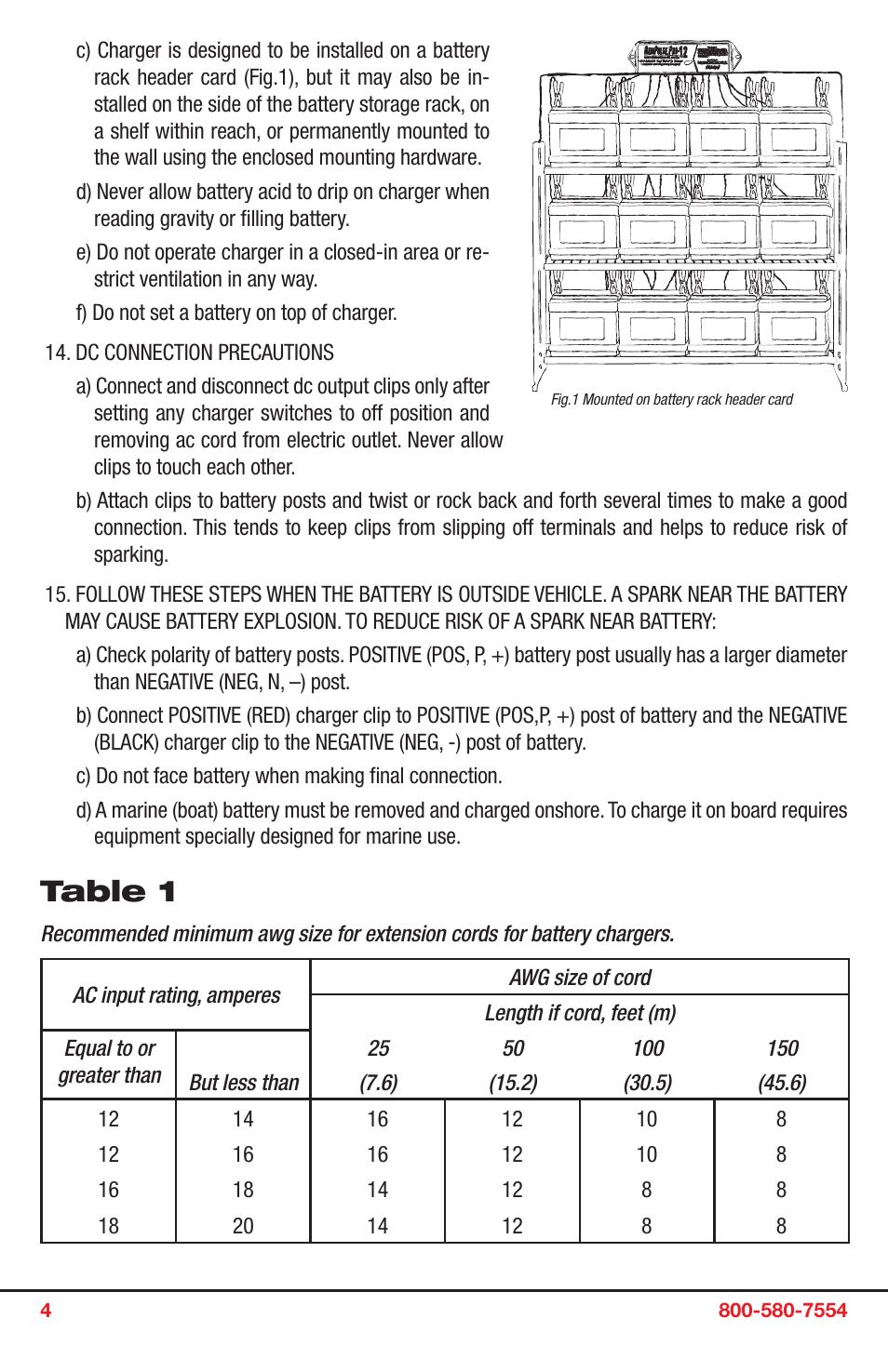 Table 1 | PulseTech PRO-12-RP 12-Station Battery Maintenance System (746X915) User Manual | Page 4 / 6