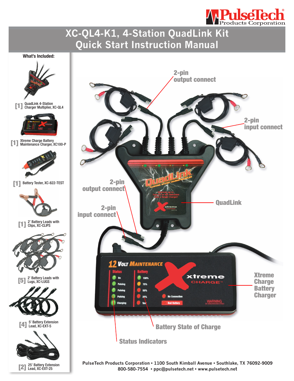 PulseTech 4-Station QuadLink Kit (100X005) User Manual | 2 pages