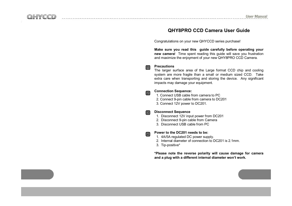 QHYCCD QHY8PRO User Manual | Page 2 / 19
