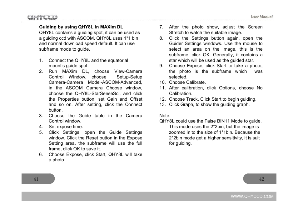 QHYCCD QHY8L User Manual | Page 22 / 22