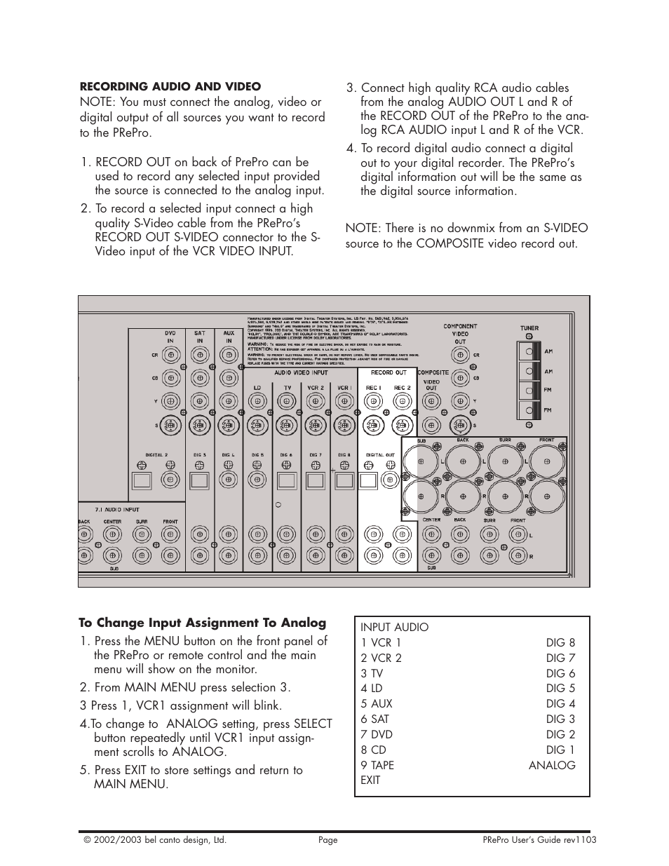 Bel Canto Design PRePro User Manual | Page 20 / 34