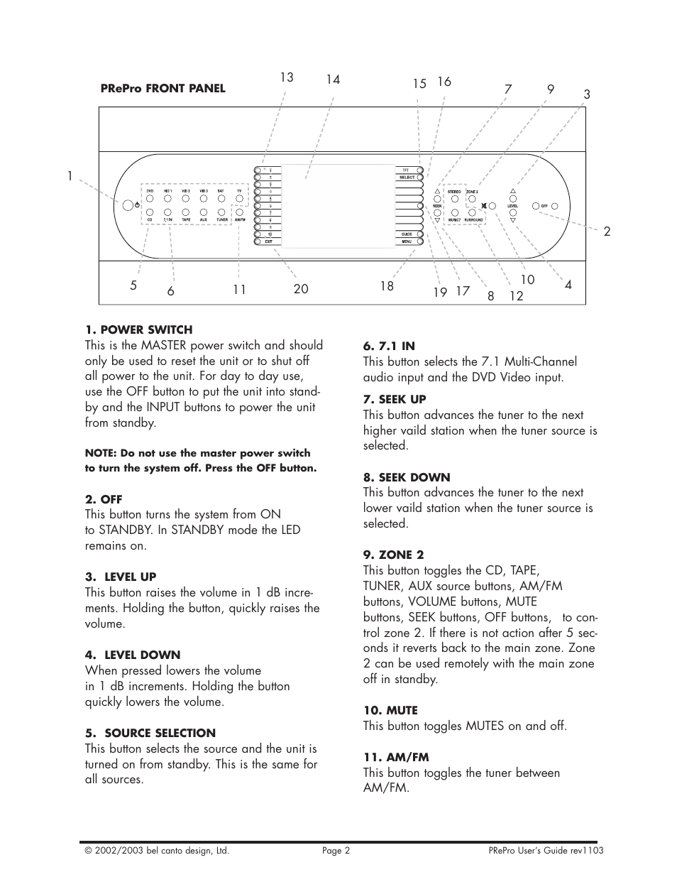 Bel Canto Design PRePro User Manual | Page 23 / 34