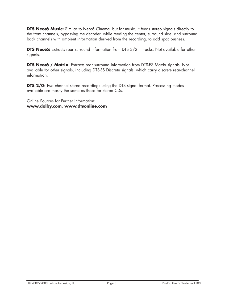 Bel Canto Design PRePro User Manual | Page 32 / 34