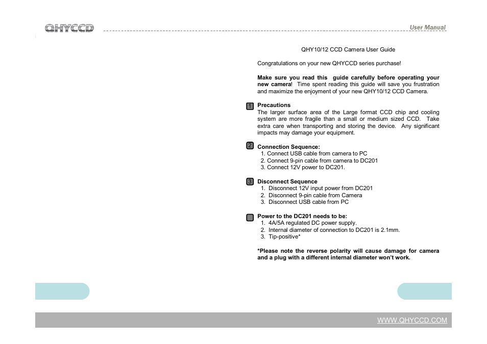 QHYCCD QHY12 User Manual | Page 2 / 21