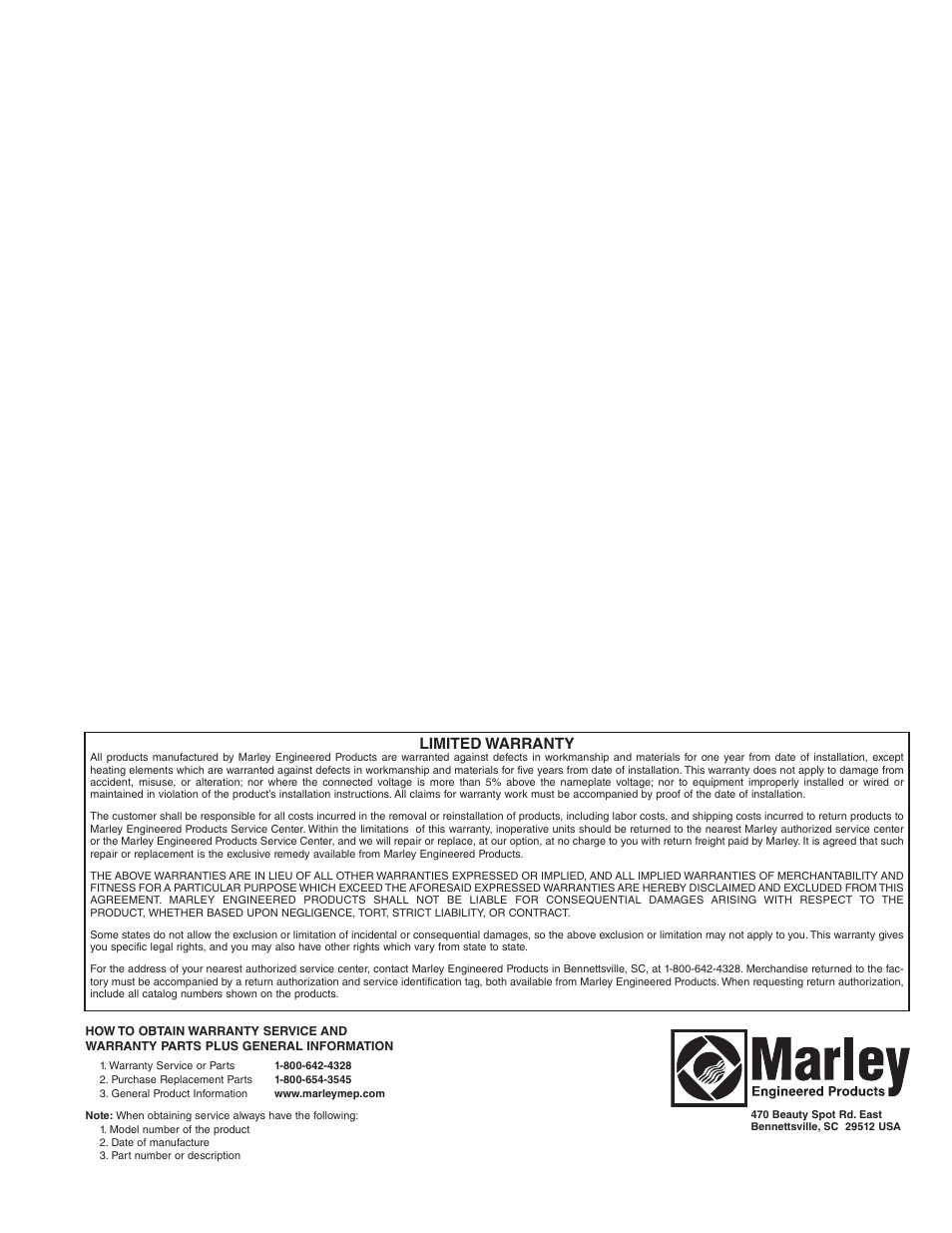 Limited warranty | Qmark Artisan SmartSeries®- Architectural Digital Wall Heater User Manual | Page 8 / 8