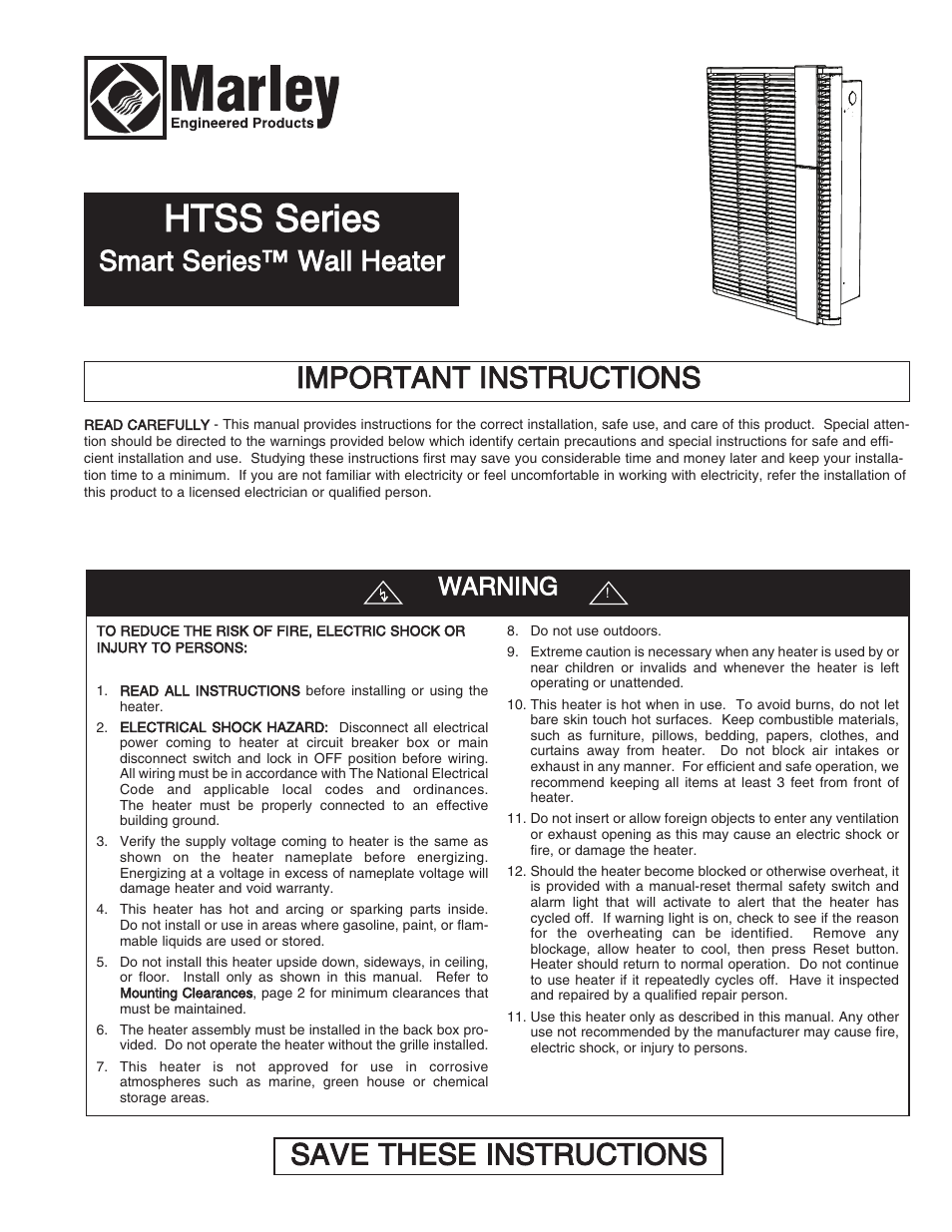 Qmark HT Smart Series - Digital Programmable Wall Heater User Manual | 20 pages