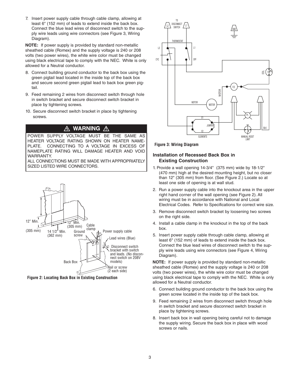 Qmark Mechanical Artisan - Heavy-Duty Architectural Wall Heater User Manual | Page 3 / 8