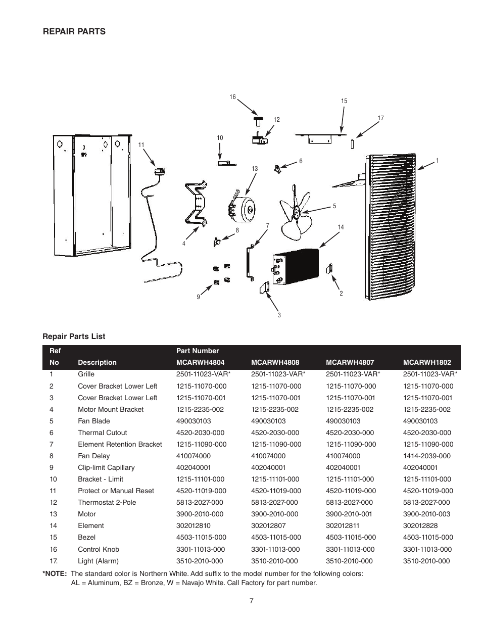Qmark Mechanical Artisan - Heavy-Duty Architectural Wall Heater User Manual | Page 7 / 8