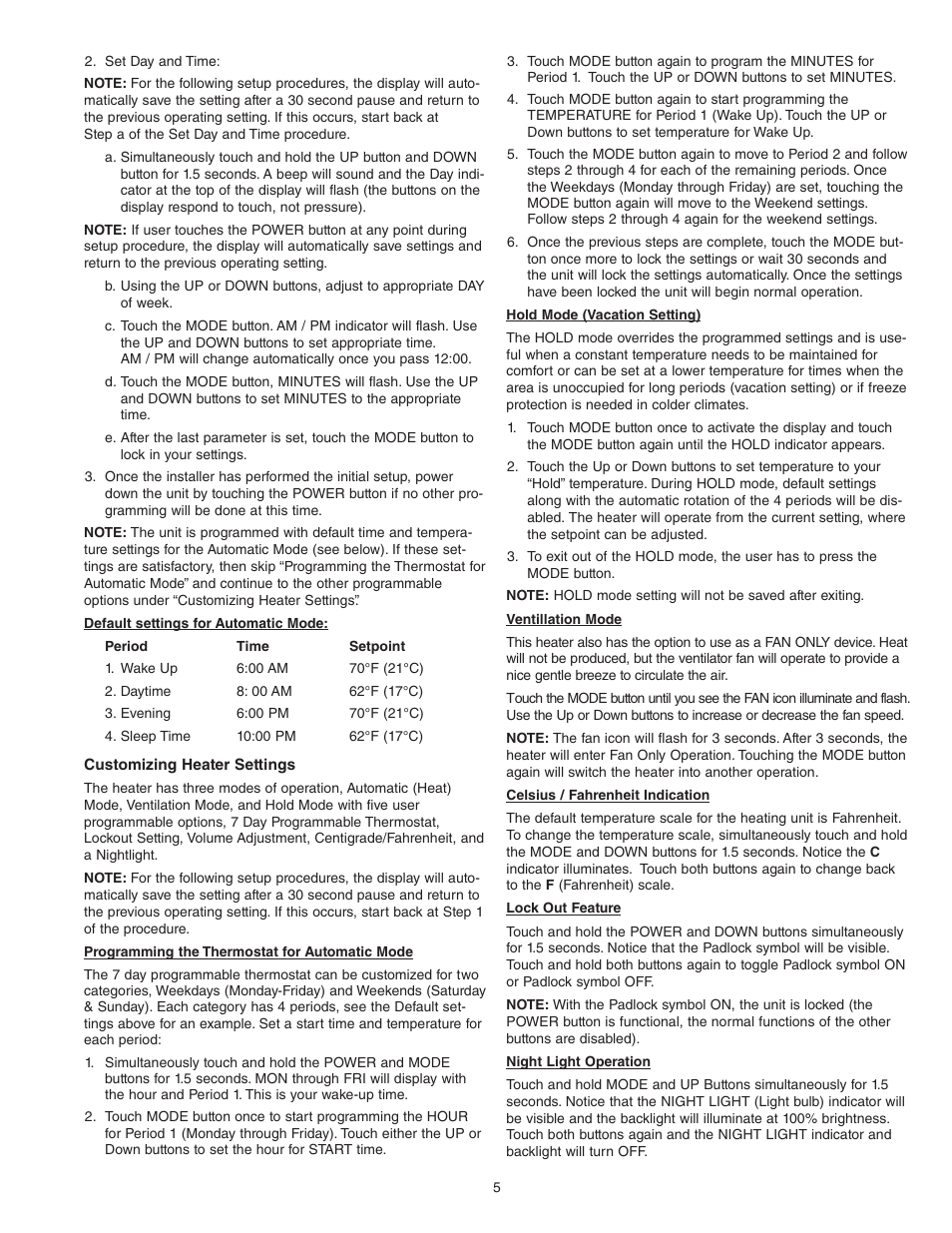 Qmark SSHO Smart Series - High Out-Put Digital Wall Heater User Manual | Page 5 / 8