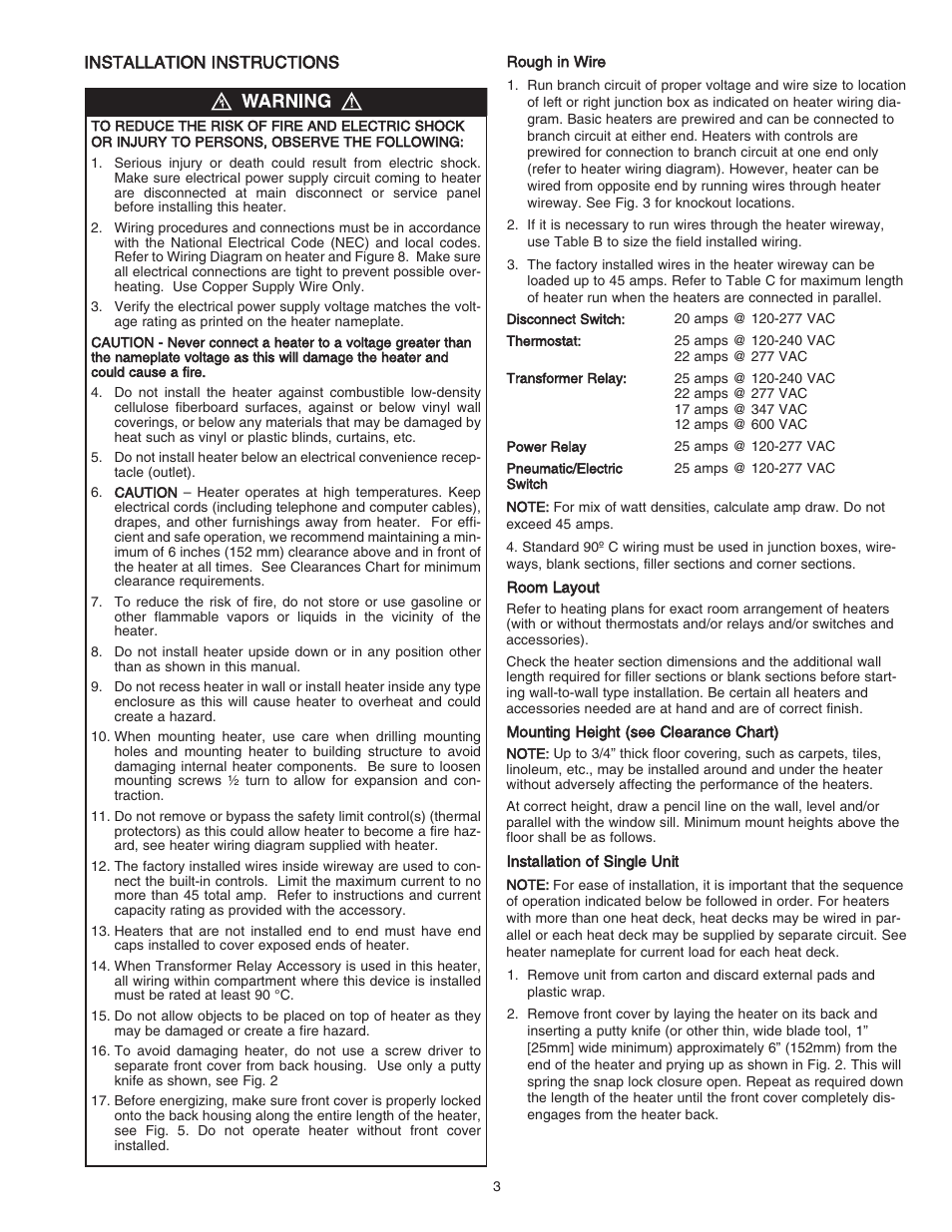 Qmark DBSL Series - Aluminum Convection Heaters User Manual | Page 3 / 18
