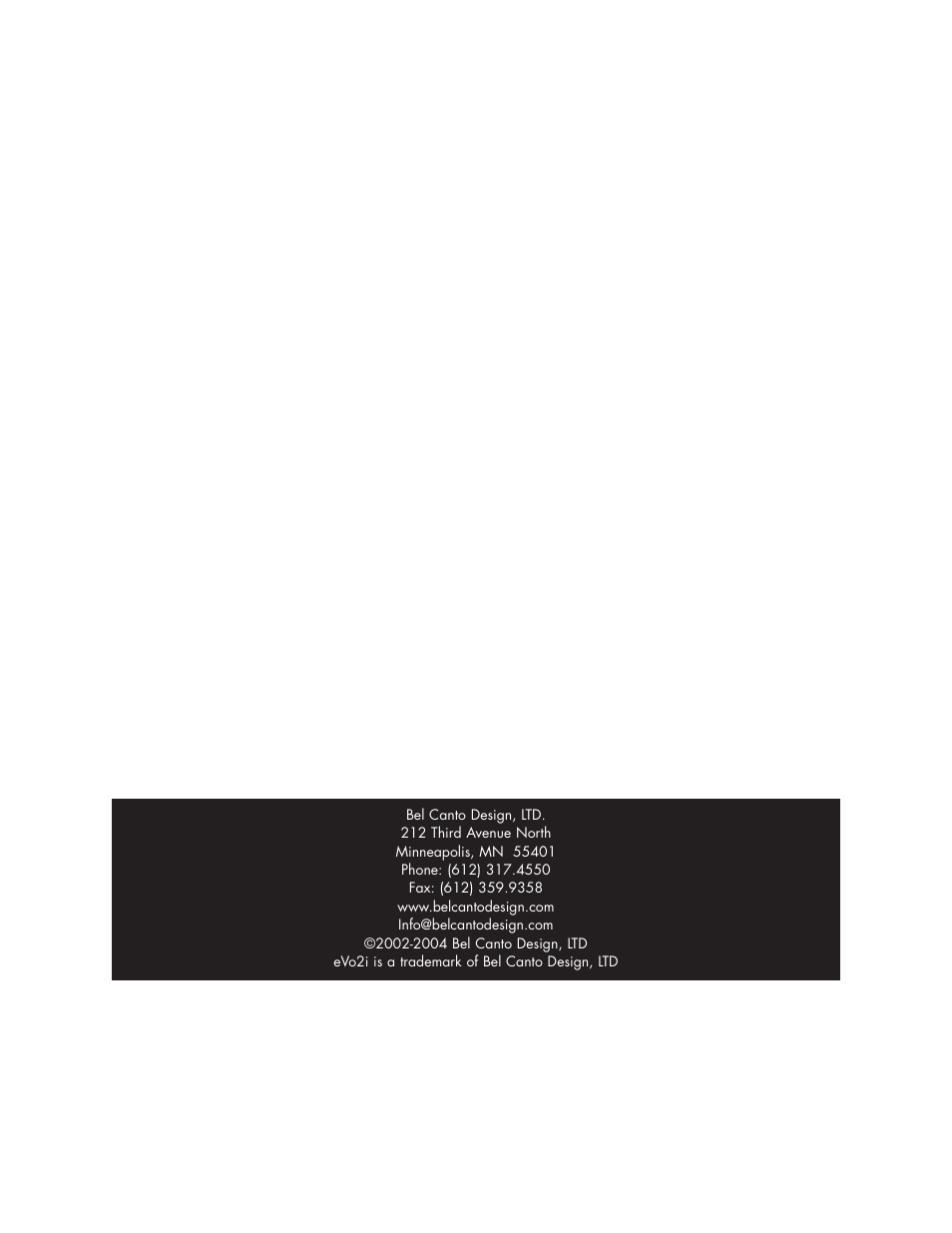 Bel Canto Design eVo2i User Manual | Page 12 / 12