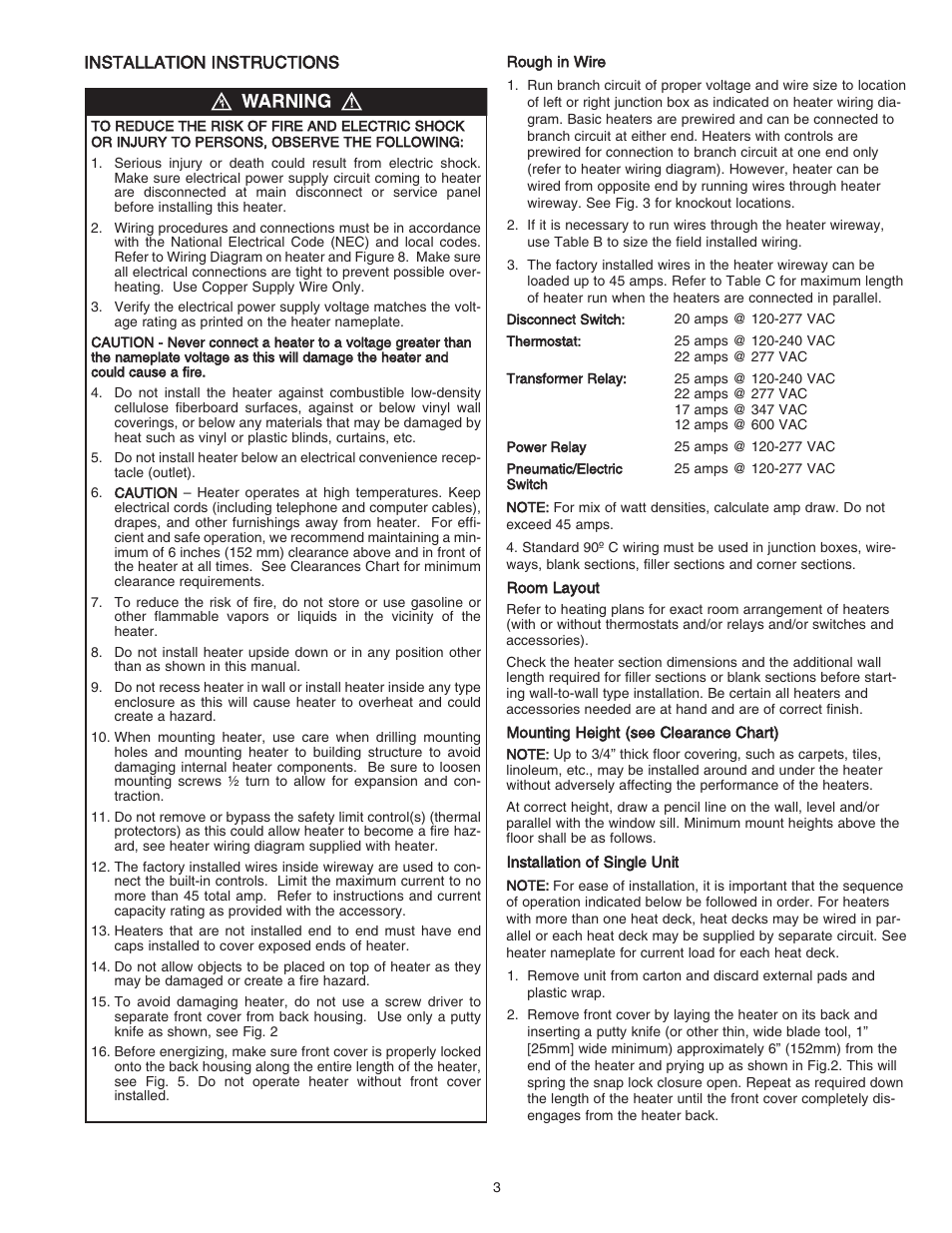 Qmark SLQDB - Draft Barrier Heaters User Manual | Page 3 / 18