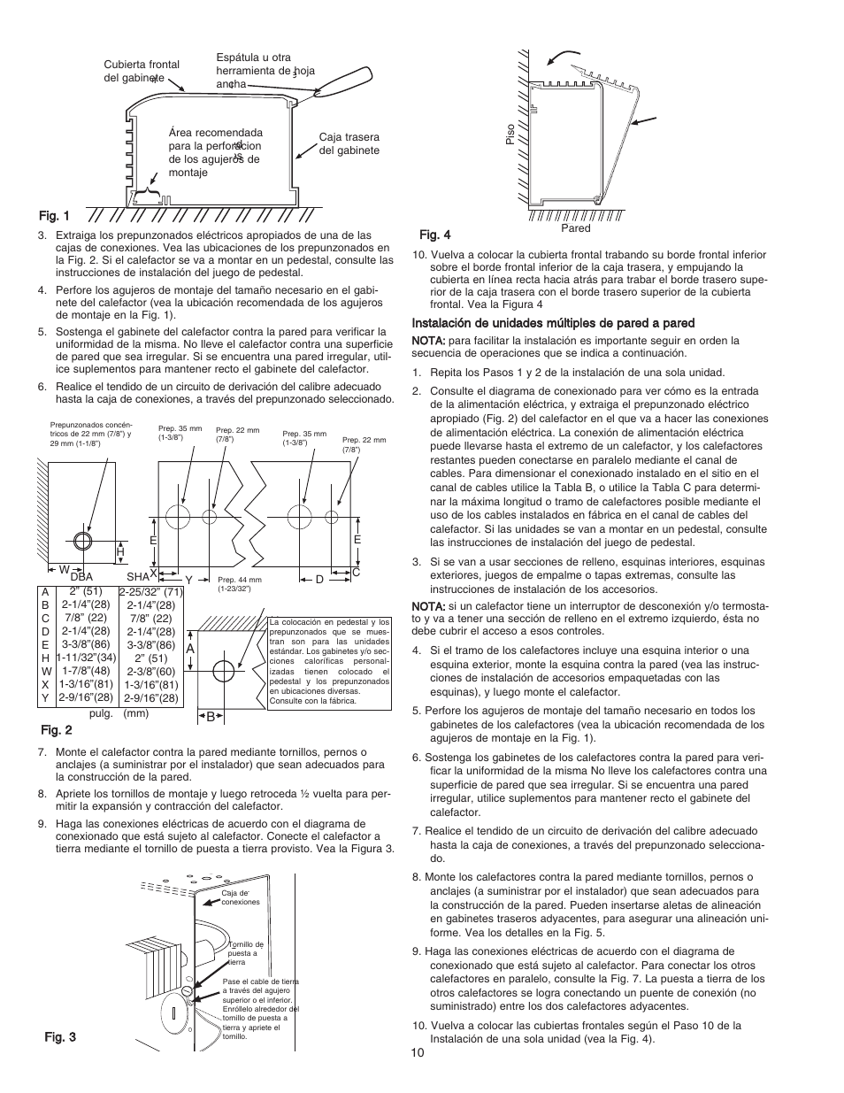 Wa ll floor | Qmark DBA - Architectural Sill-Height Convection Heaters User Manual | Page 10 / 18