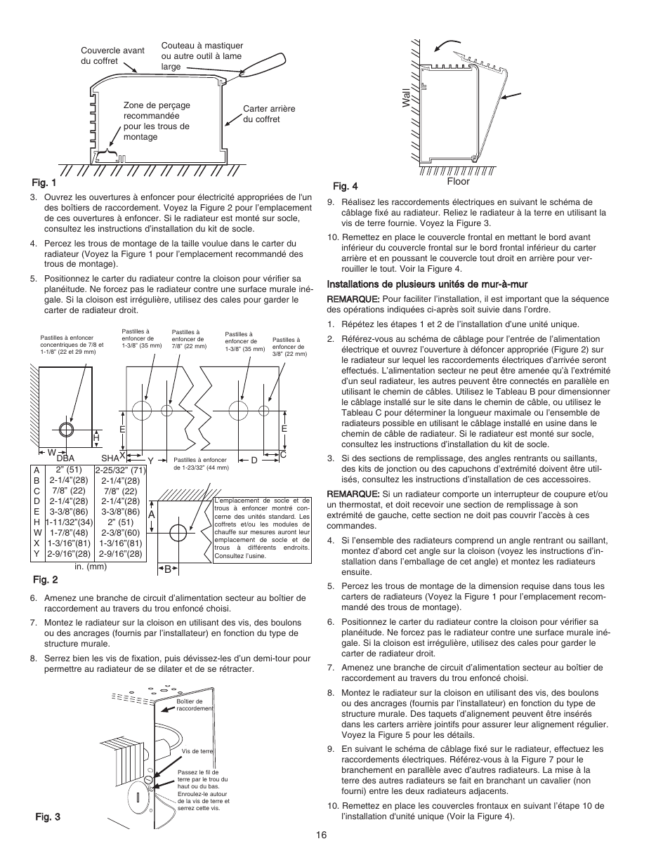 Wa ll floor | Qmark DBA - Architectural Sill-Height Convection Heaters User Manual | Page 16 / 18