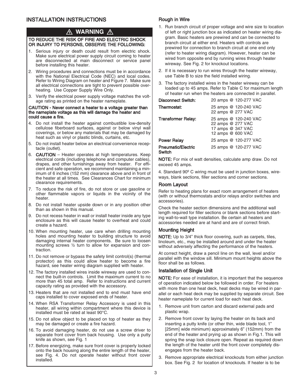 Qmark DBA - Architectural Sill-Height Convection Heaters User Manual | Page 3 / 18