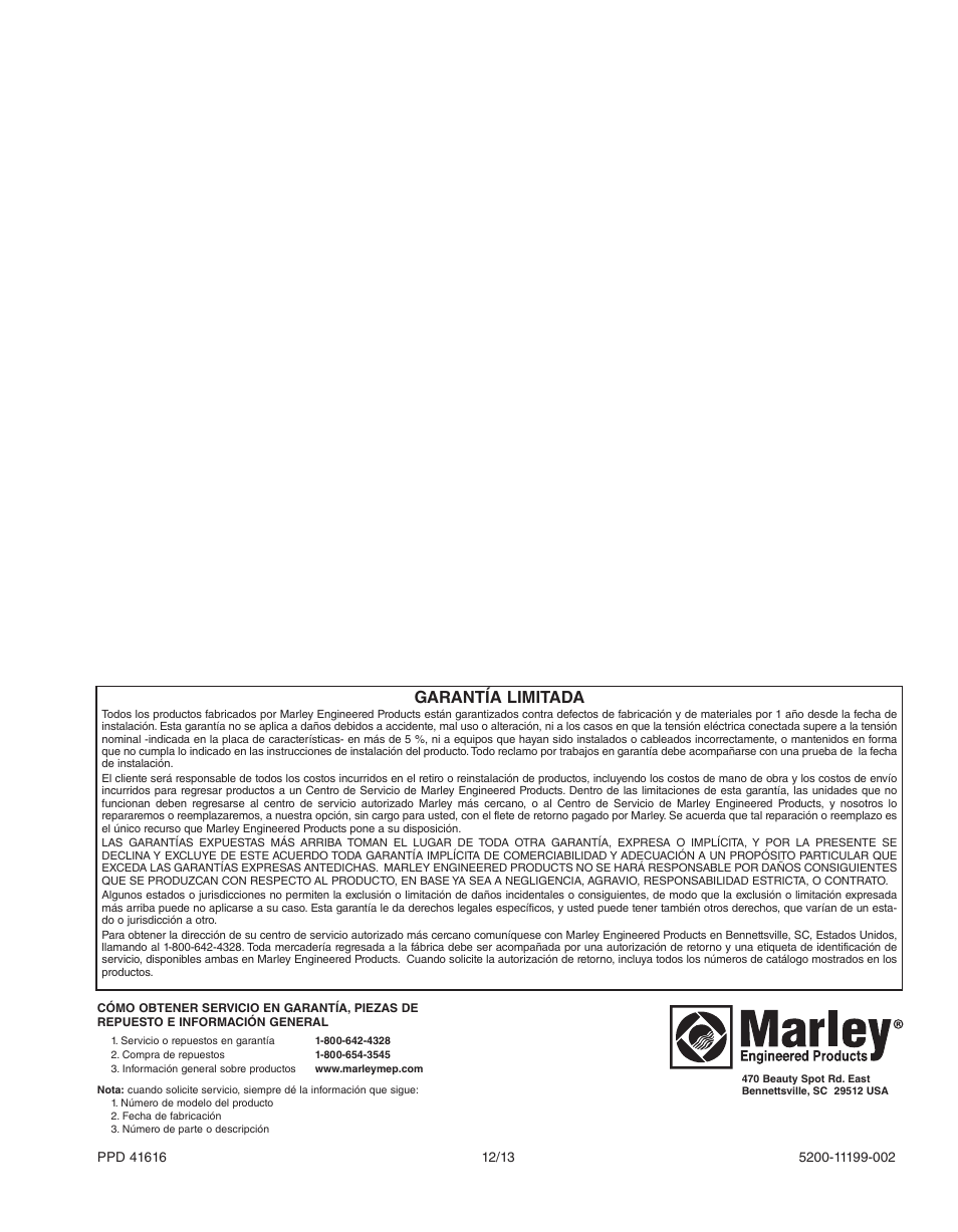 Garantía limitada | Qmark QWD - Washdown Corrosion Resistant Unit Heaters User Manual | Page 16 / 24