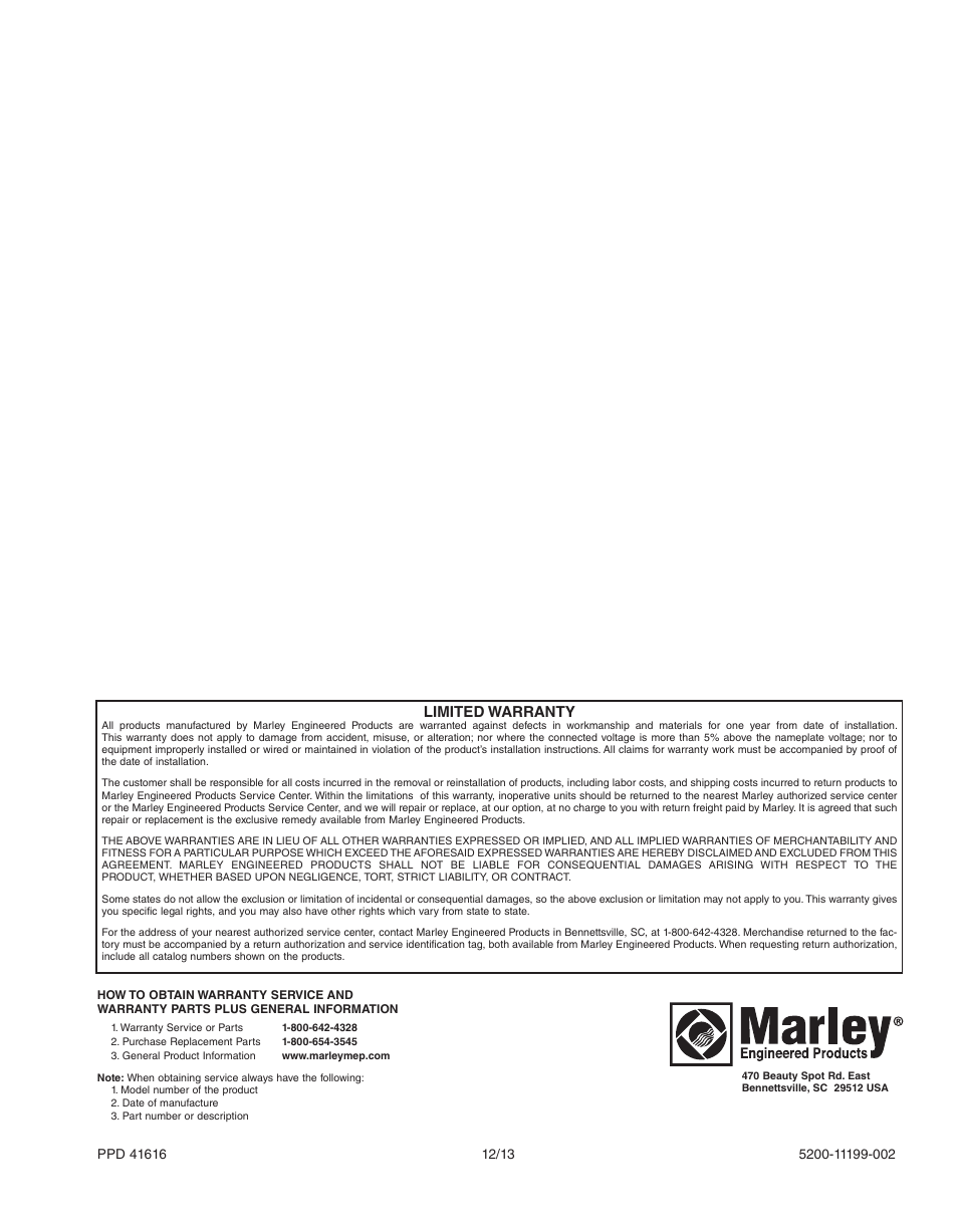 Limited warranty | Qmark QWD - Washdown Corrosion Resistant Unit Heaters User Manual | Page 8 / 24