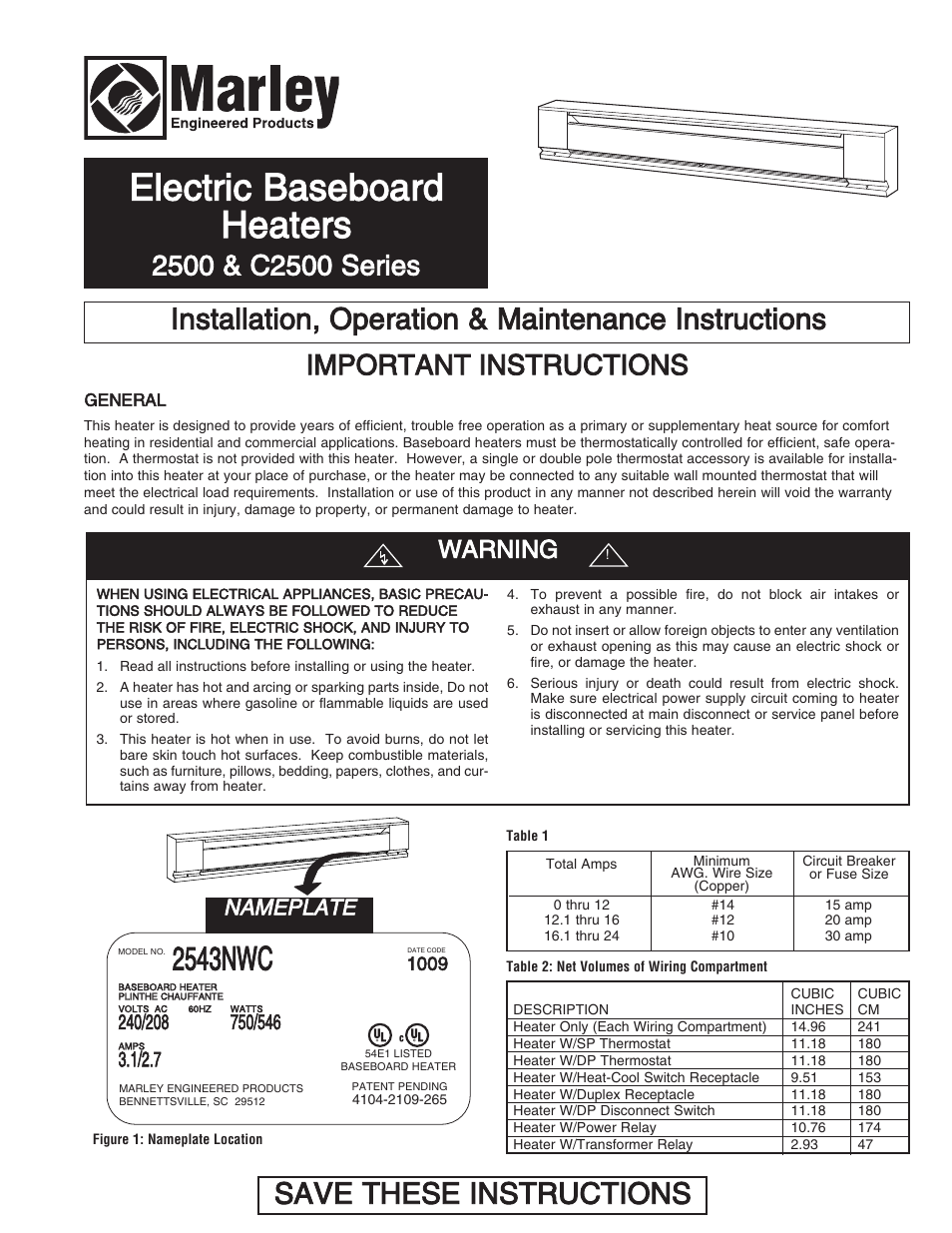 Qmark QMKC Series - Electric Commercial Baseboard Heaters User Manual | 12 pages
