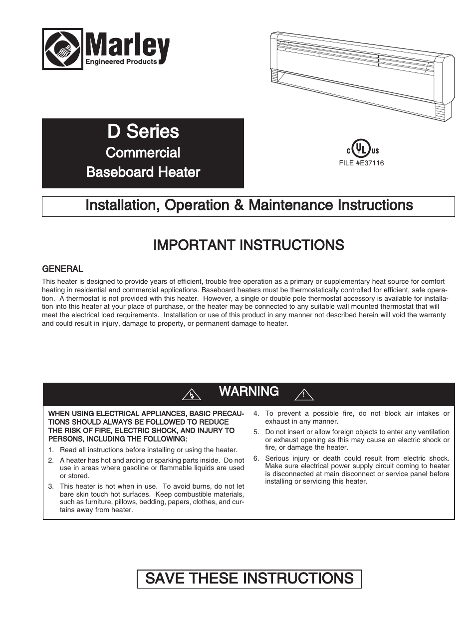 Qmark CBD Series - Heavy-Duty Commercial Baseboard Heaters User Manual | 18 pages